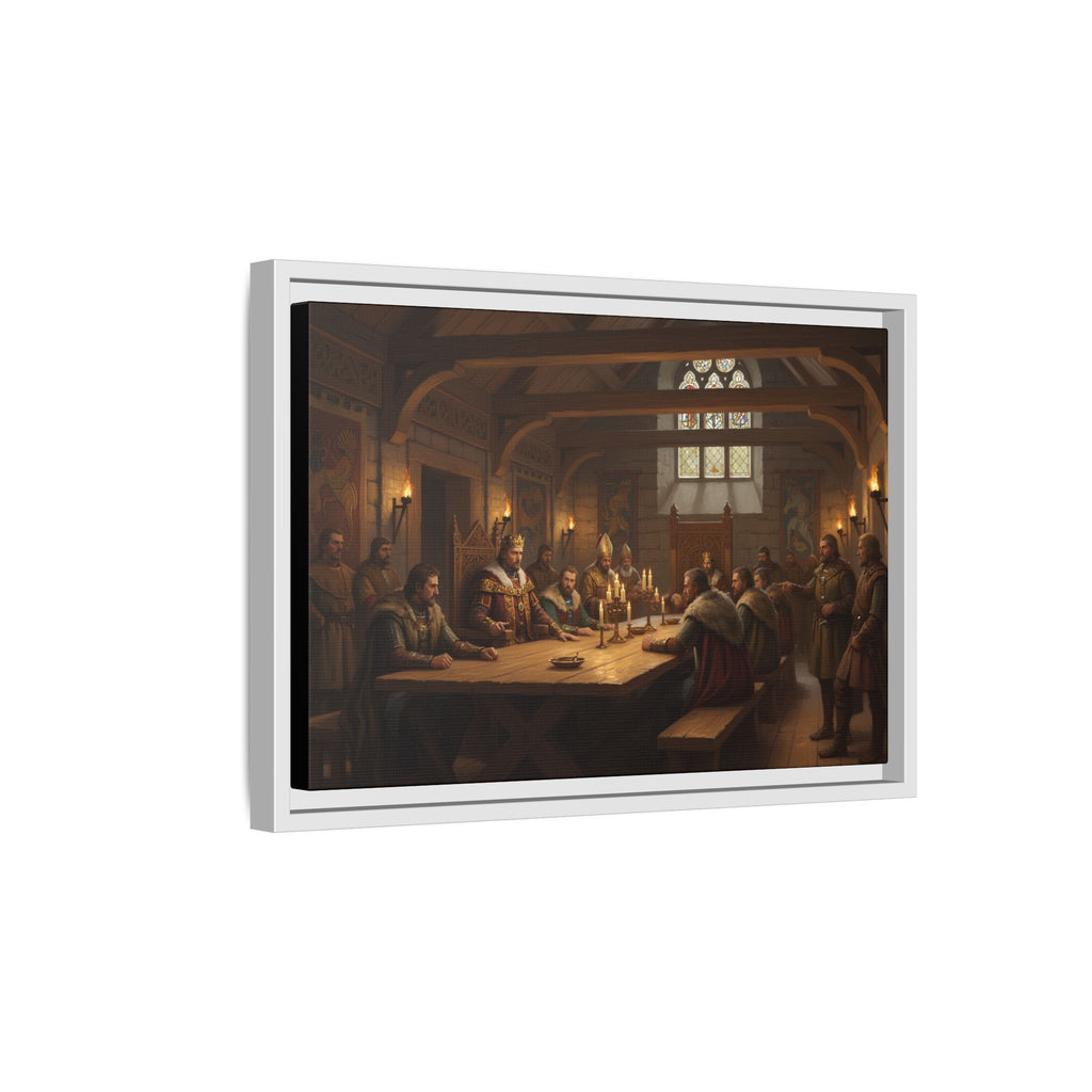 The Witan in Session — Anglo-Saxon Royal Council Framed Canvas Print | Heritage Gift