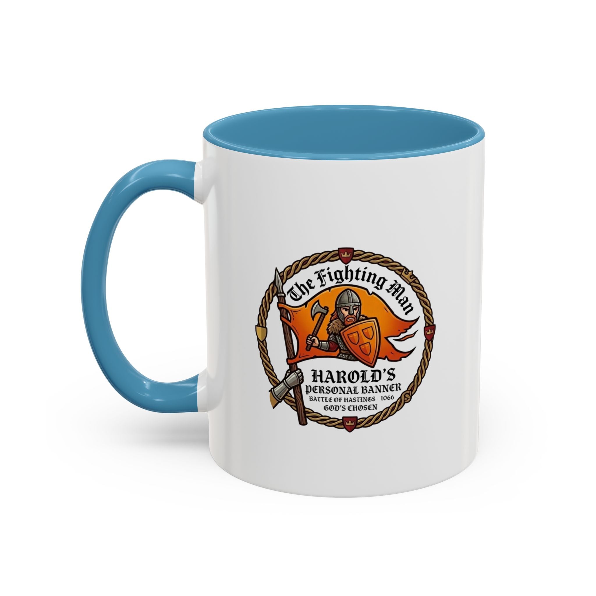 King Harold The Fighting Man Axe Banner Accent Coffee Mug — 11/15oz Last Anglo Saxon King