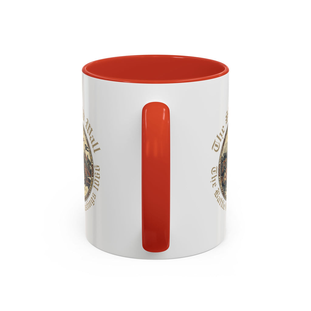 Shield Wall Accent Mug — The Battle of Hastings 1066 (Bayeux Tapestry Style)