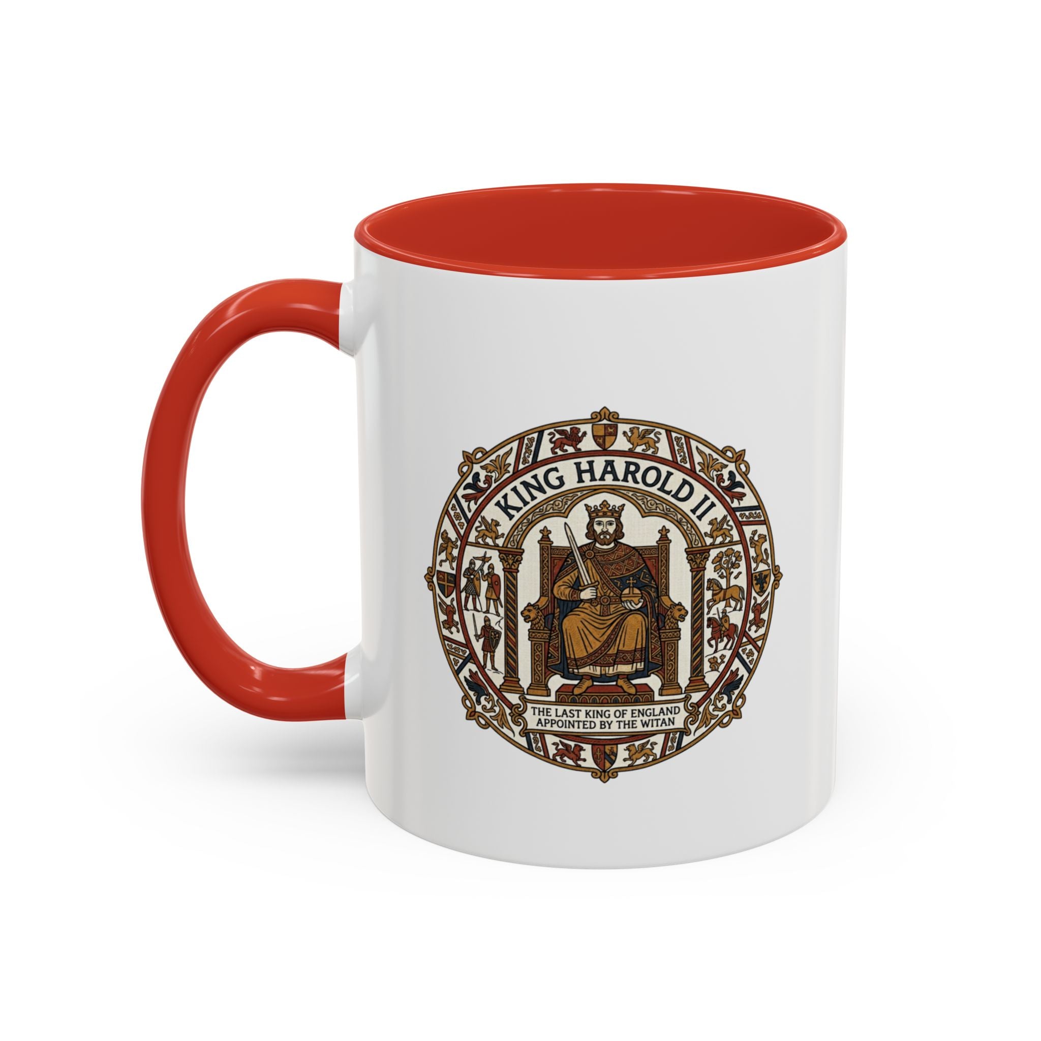 King Harold II Crest Mug — Bayeux Tapestry Medieval Coffee Cup (11oz)