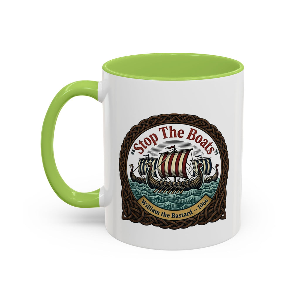 "Stop the Boats" Norman Protest Accent Coffee Mug — William the Bastard 1066 — 11oz