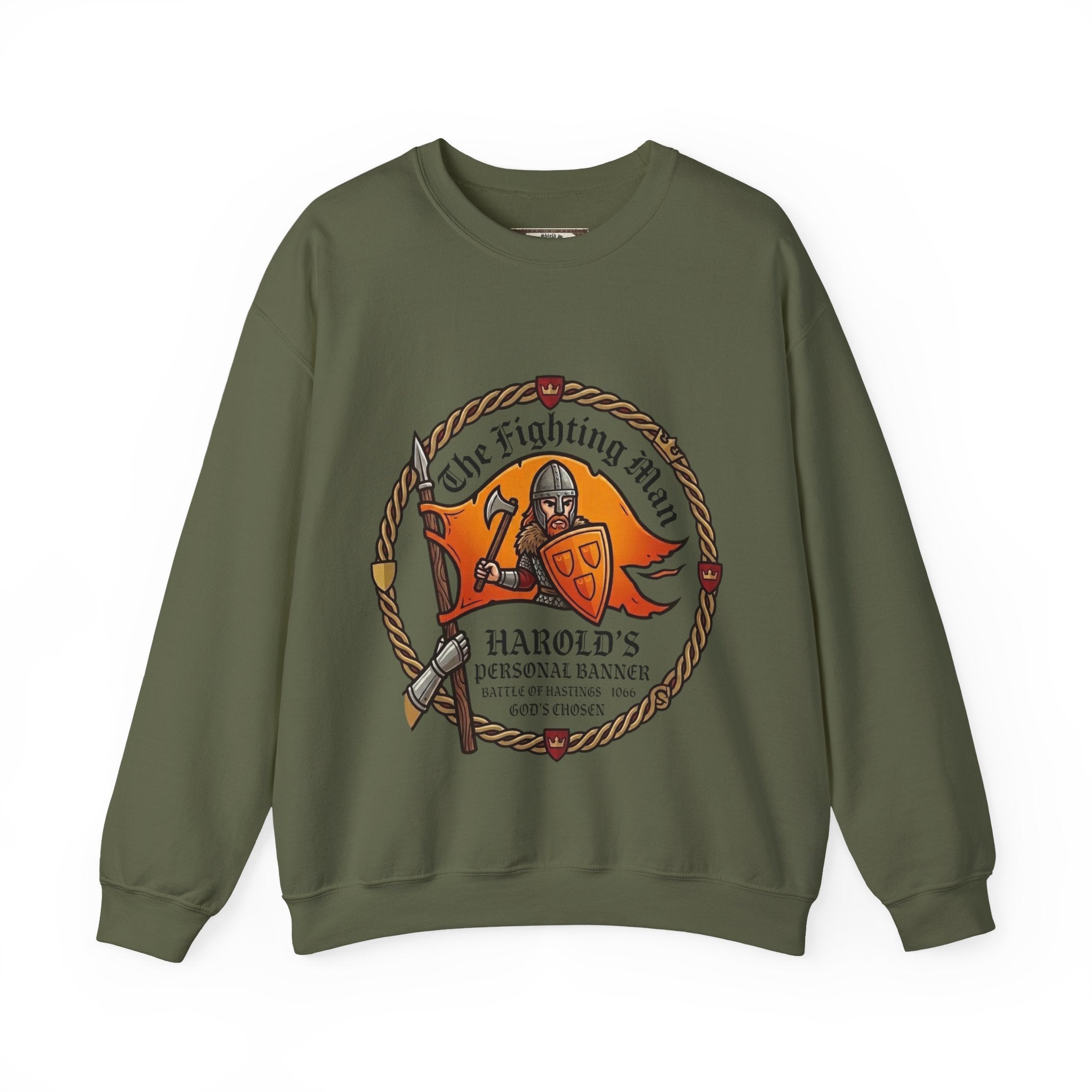 King Harold II 'The Fighting Man' Unisex Crewneck Sweatshirt — Battle of Hastings 1066 Anglo-Saxon Heritage