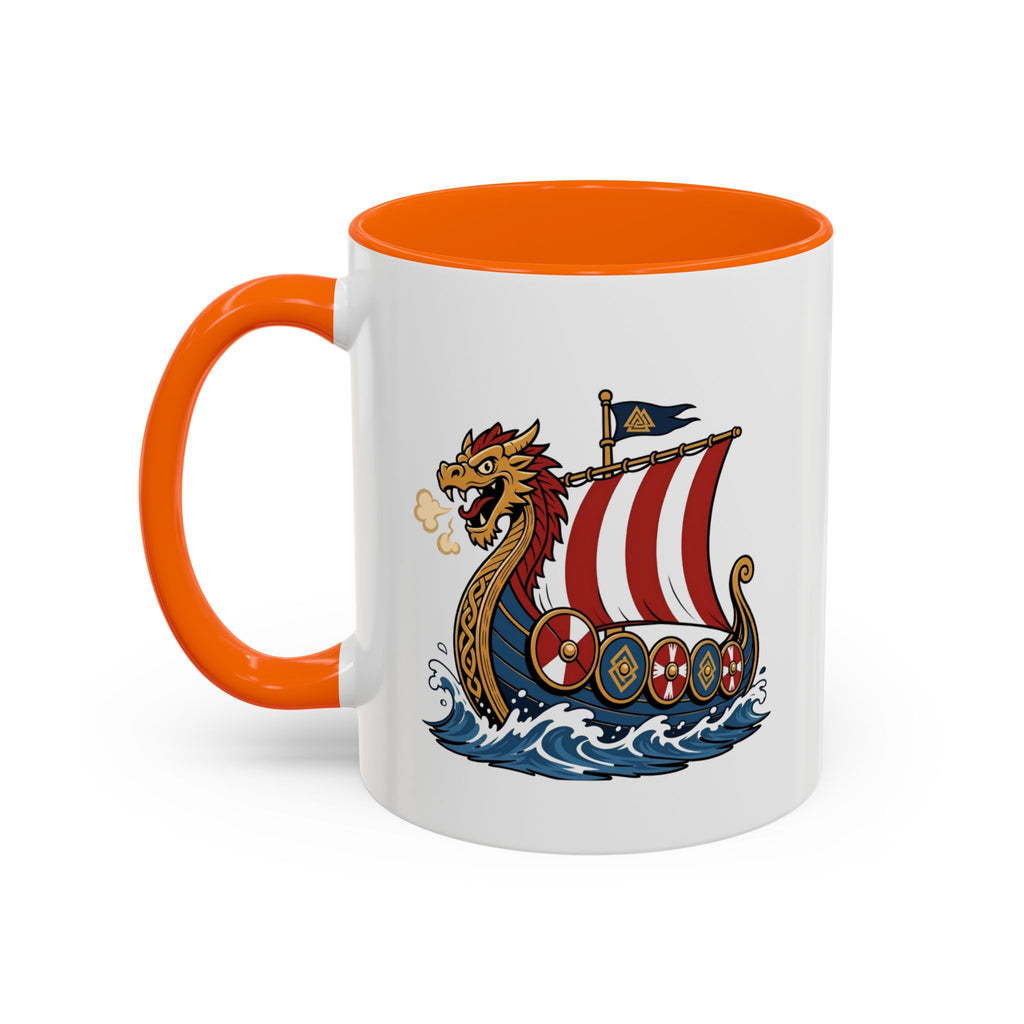 Dragonship Accent Mug — Caricature Viking Drakkar | Heritage Gift