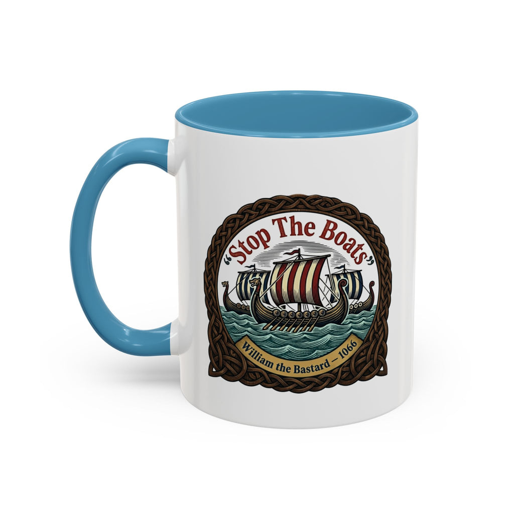 "Stop the Boats" Norman Protest Accent Coffee Mug — William the Bastard 1066 — 11oz