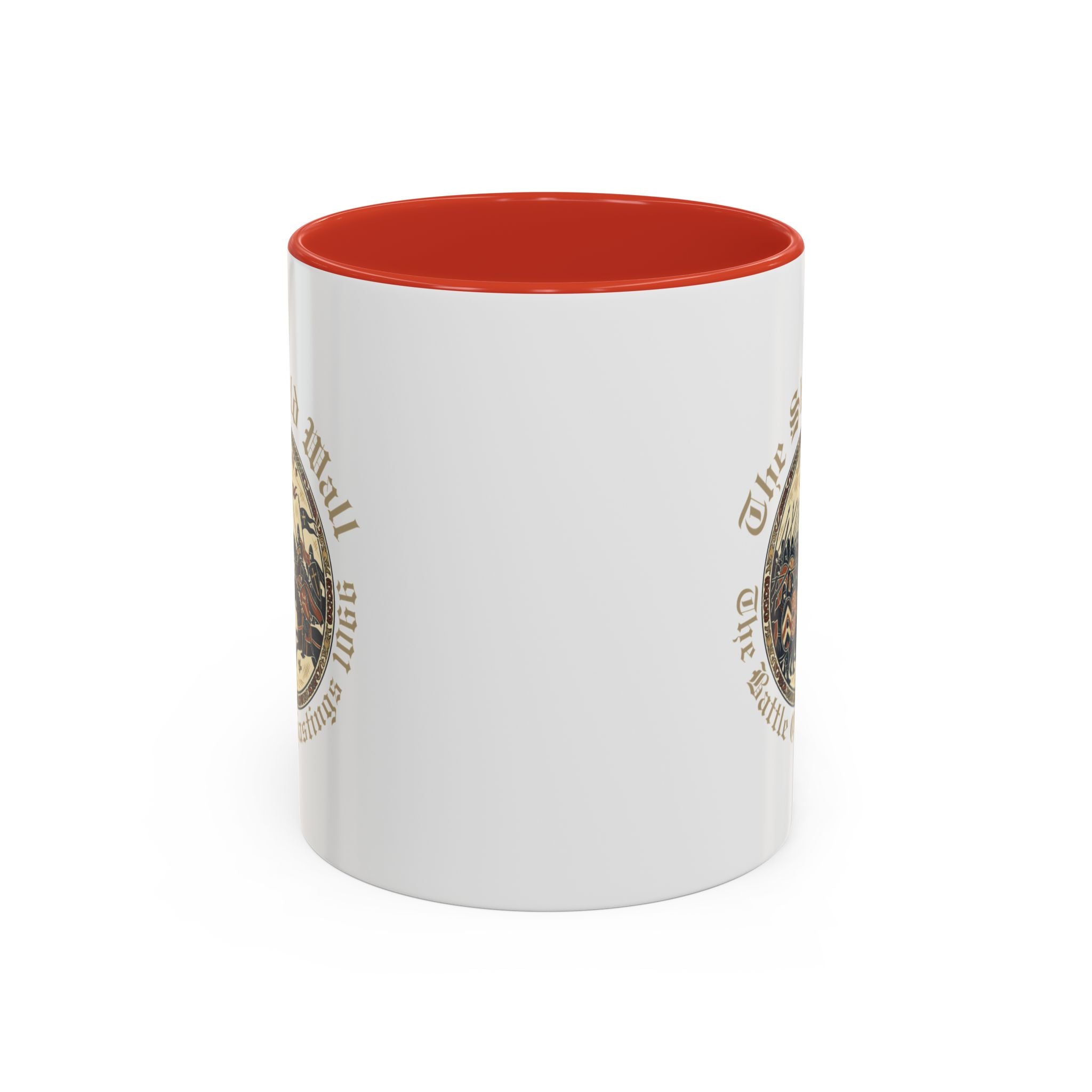 Shield Wall Accent Mug — The Battle of Hastings 1066 (Bayeux Tapestry Style)