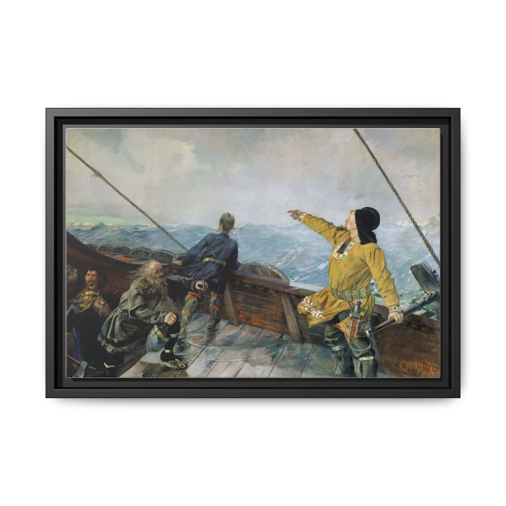 Leif Erikson Discovering America — Framed Matte Canvas Print (1893)