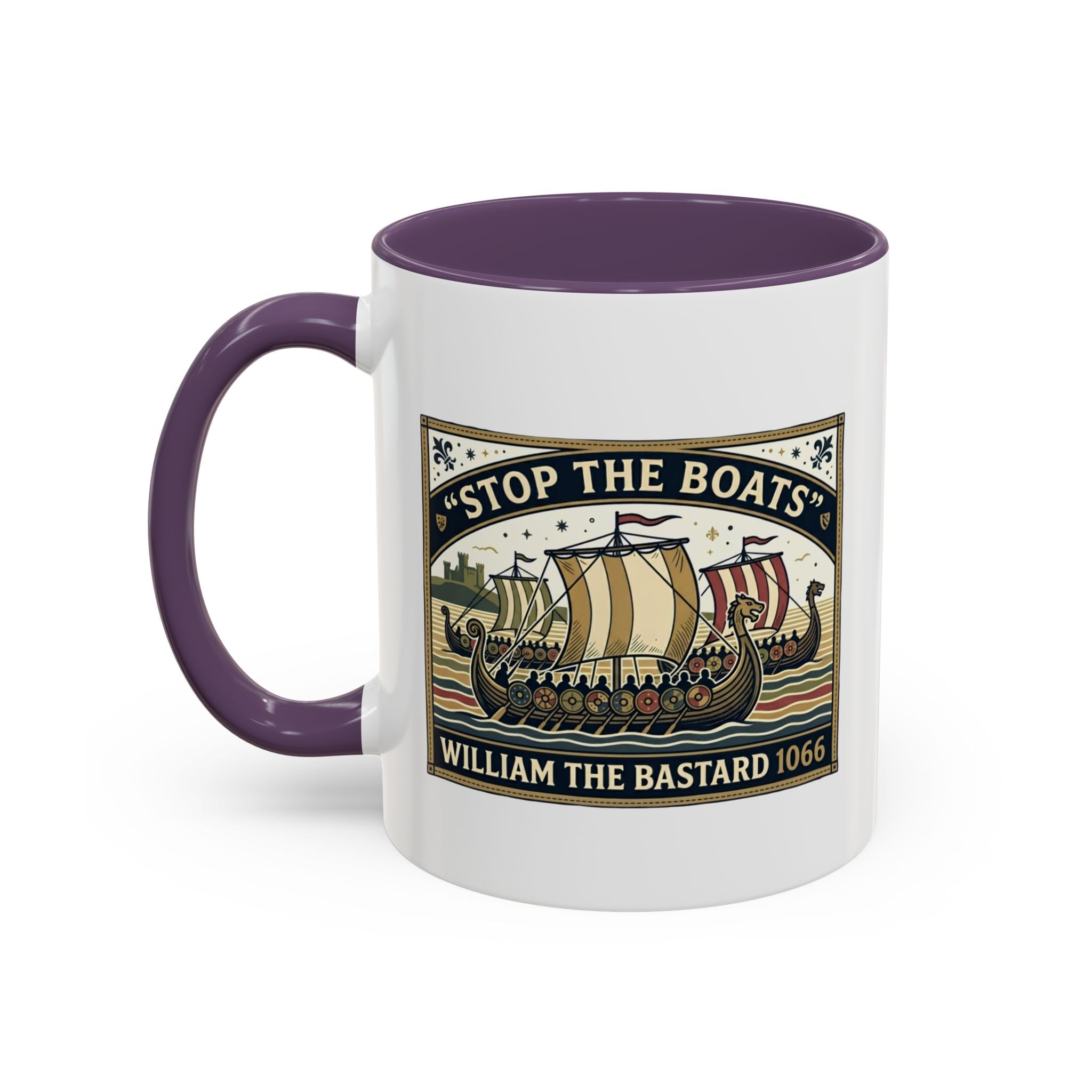 "Stop the Boats" Norman Protest Accent Coffee Mug — William the Bastard 1066 — 11oz