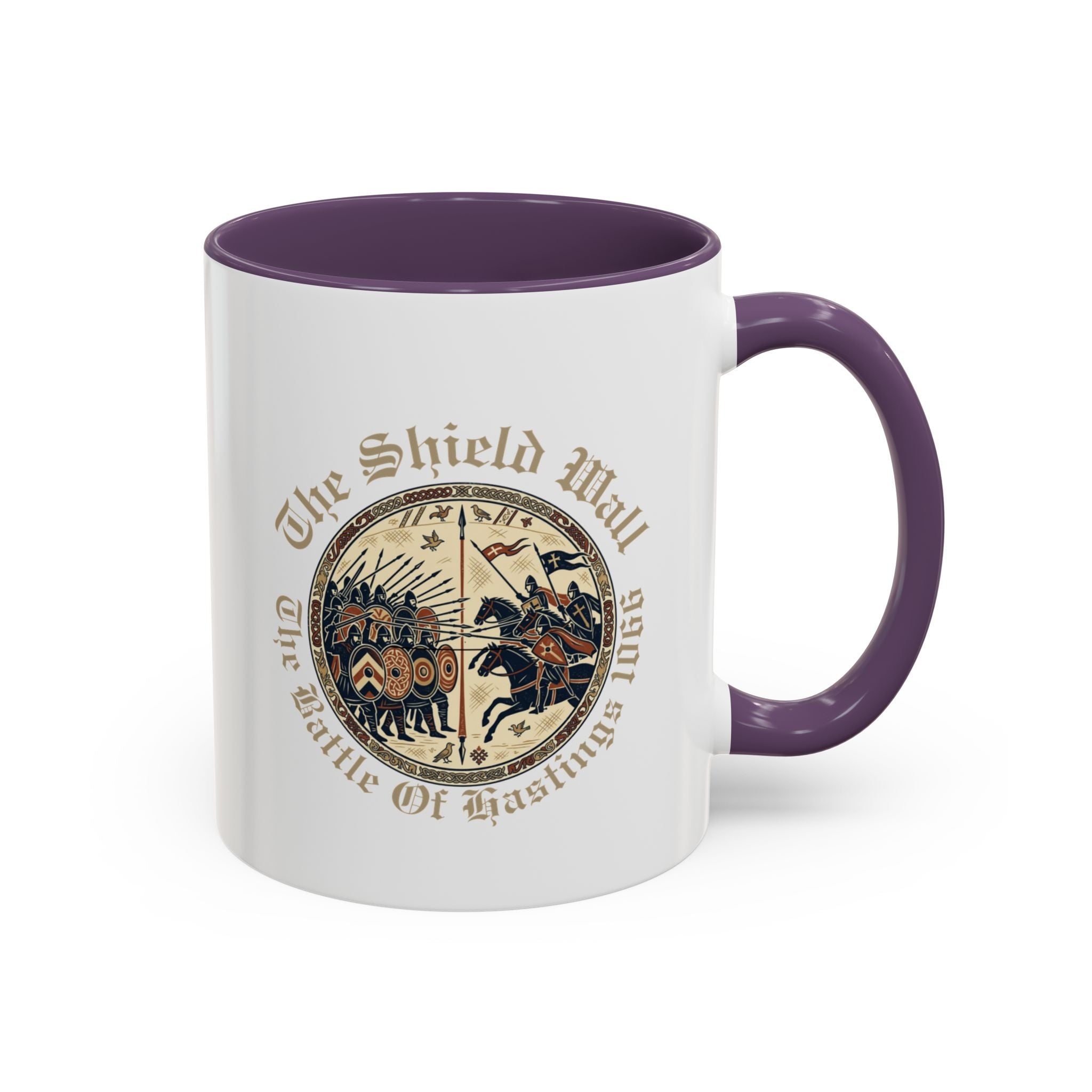 Shield Wall Accent Mug — The Battle of Hastings 1066 (Bayeux Tapestry Style)