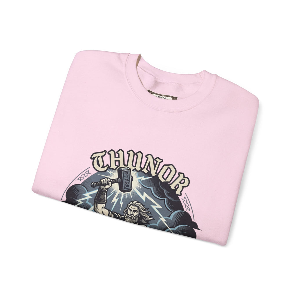 Thunor 'The Thunderer' Crewneck Sweatshirt — Anglo-Saxon God of Thunder Graphic