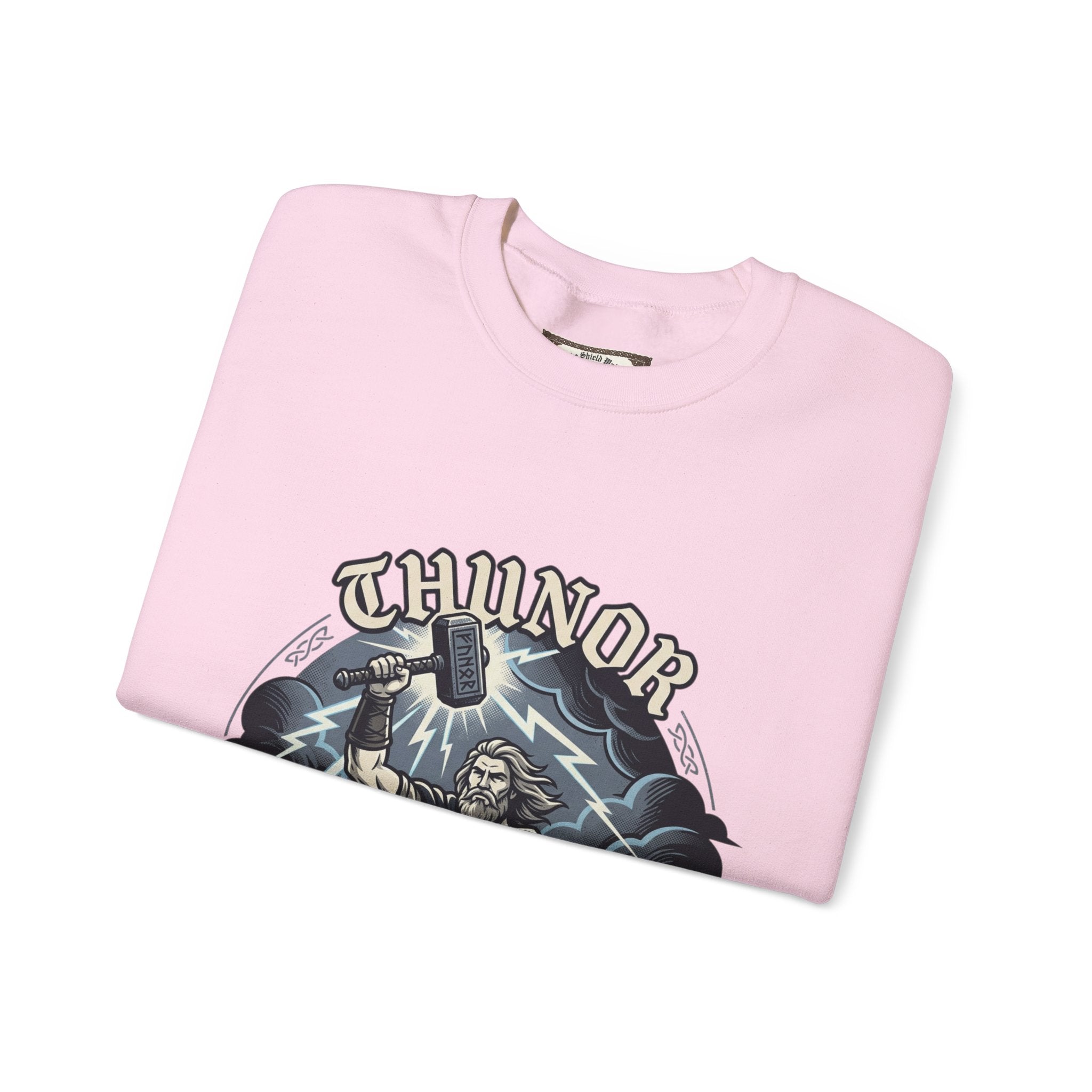 Thunor 'The Thunderer' Crewneck Sweatshirt — Anglo-Saxon God of Thunder Graphic