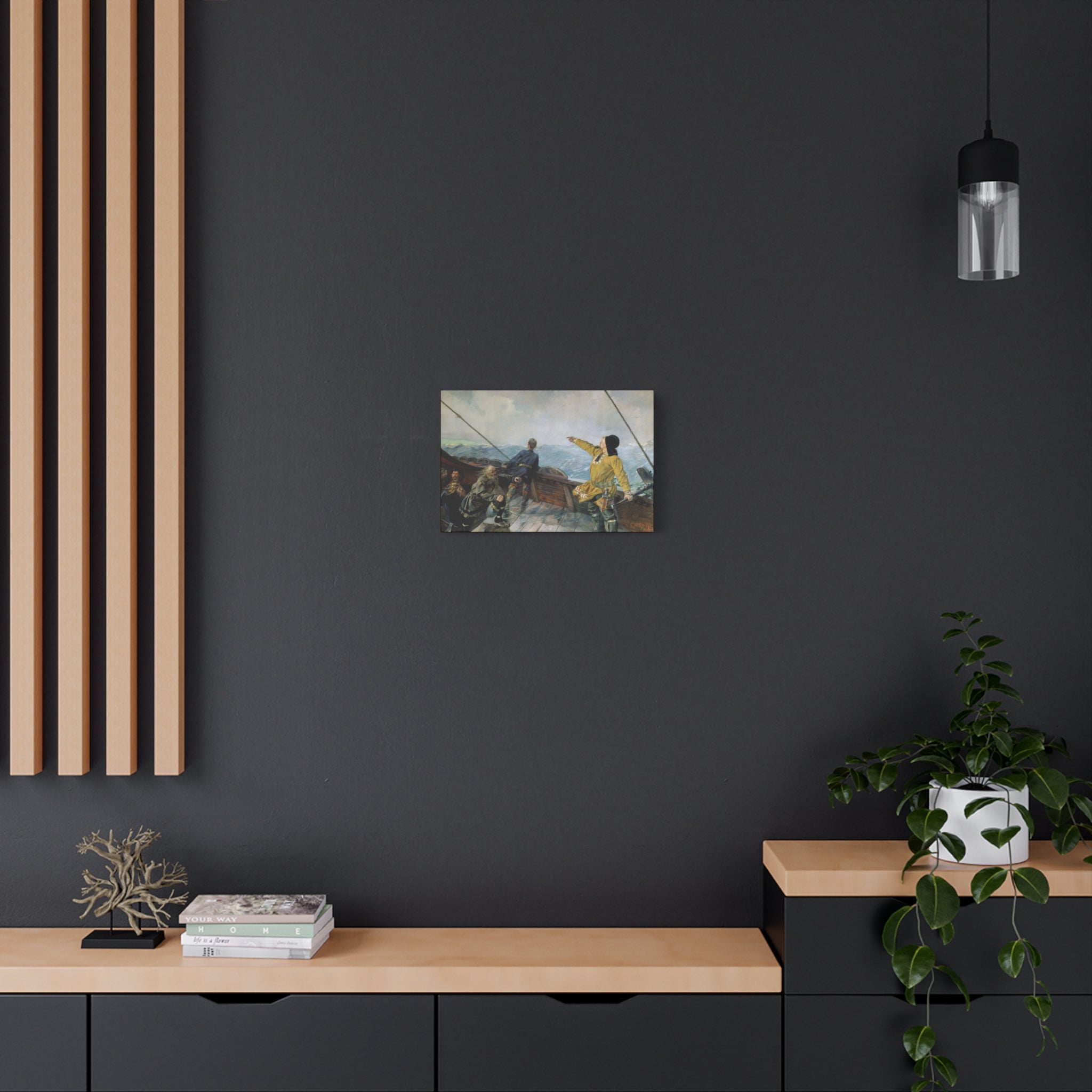 Leif Erikson Discovering America — Stretched Matte Canvas Print (1893)