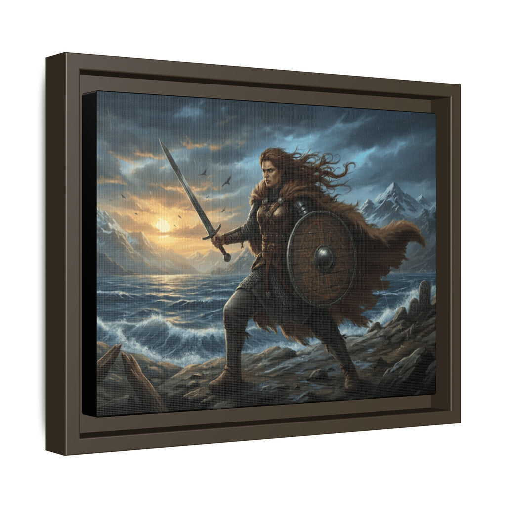 Shield Maiden of the Sagas — Viking Warrior Framed Canvas Print | Heritage Clothing