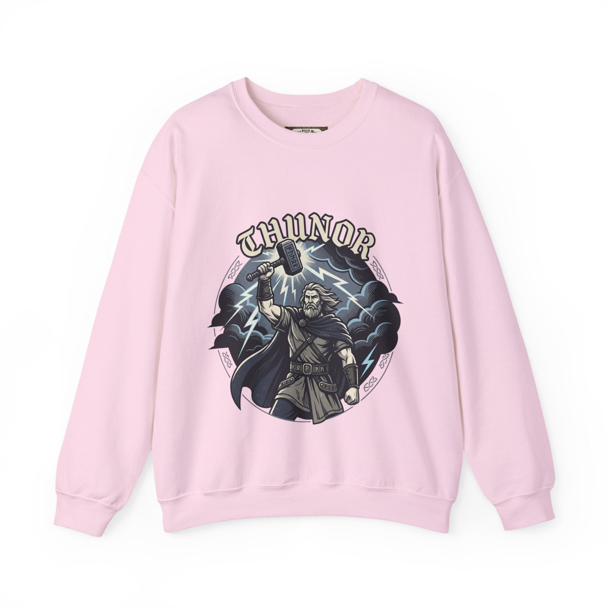 Thunor 'The Thunderer' Crewneck Sweatshirt — Anglo-Saxon God of Thunder Graphic