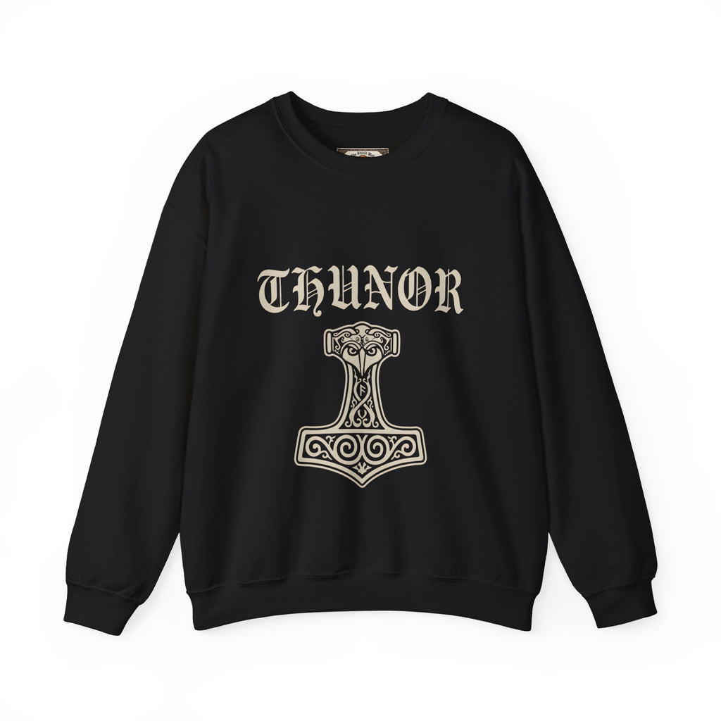 Donar's Club Sweatshirt — Thunor's Hammer Anglo-Saxon heritage crewneck in black by The Shield Wall