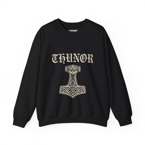 Donar's Club Sweatshirt — Thunor's Hammer Anglo-Saxon heritage crewneck in black by The Shield Wall