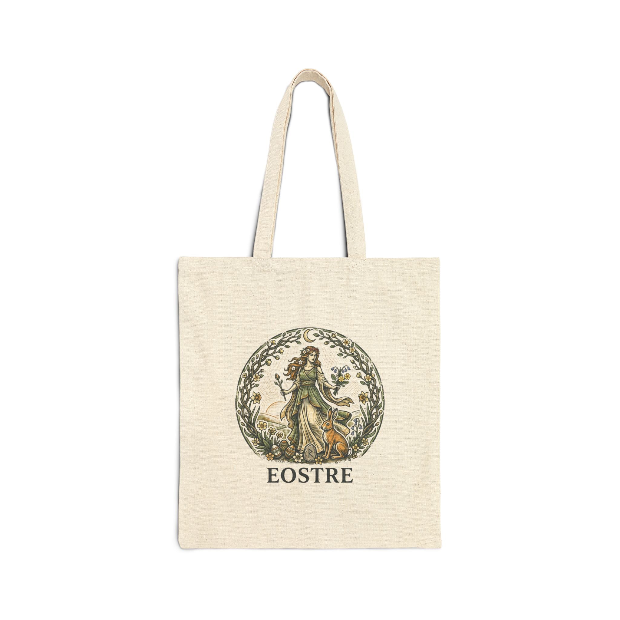 Eostre Goddess of Spring Cotton Canvas Tote Bag — Anglo-Saxon Easter Tribute