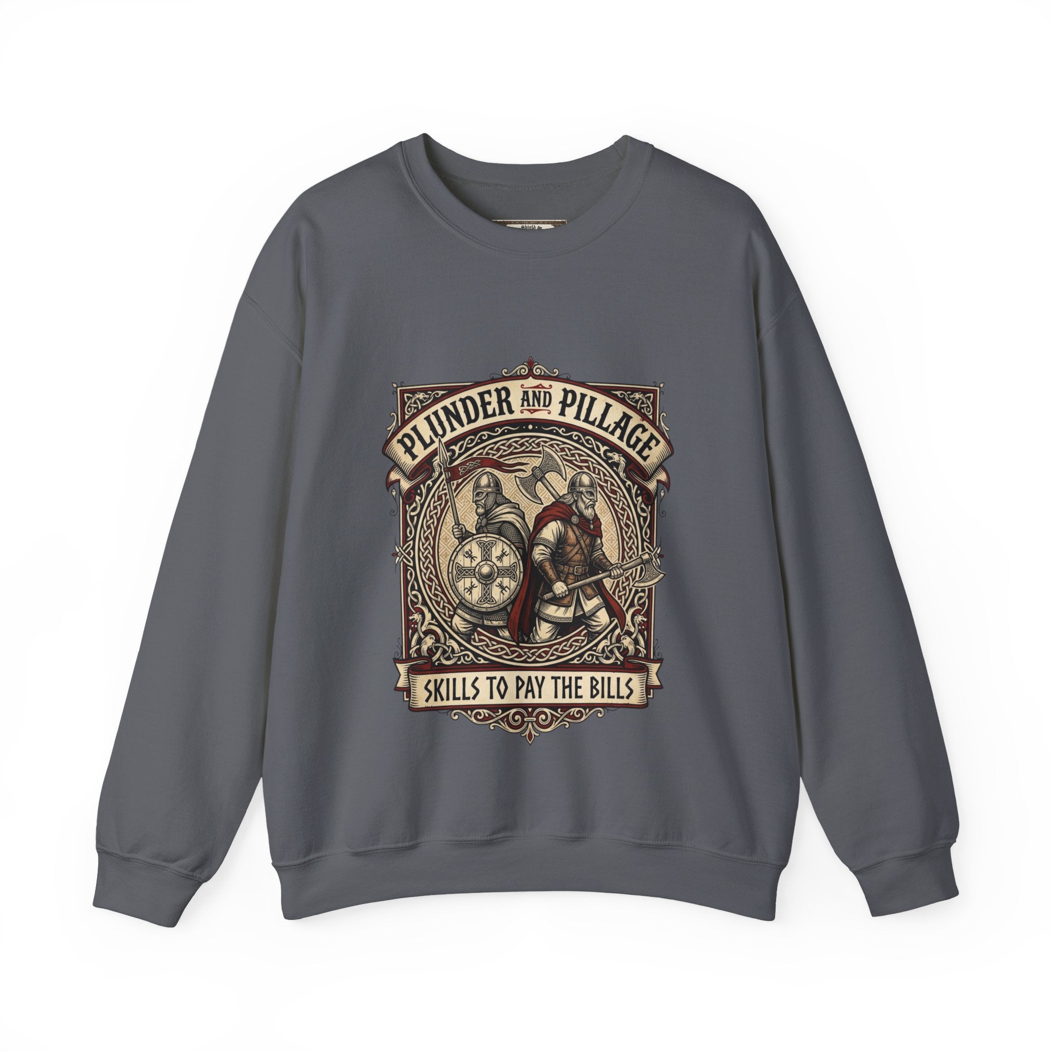Viking Warrior Crewneck Sweatshirt | Norse Plunder & Pillage Design | Unisex Adult
