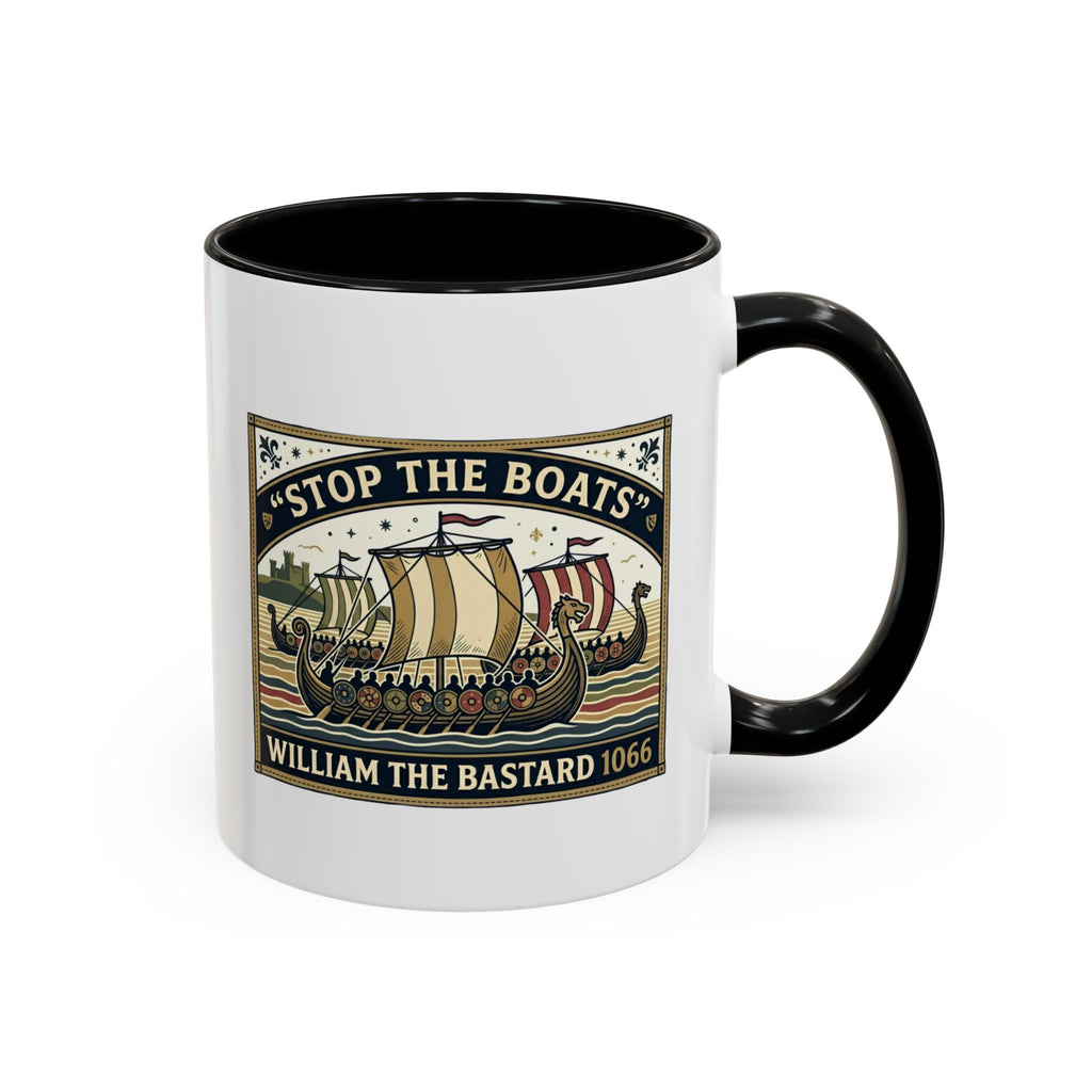 "Stop the Boats" Norman Protest Accent Coffee Mug — William the Bastard 1066 — 11oz