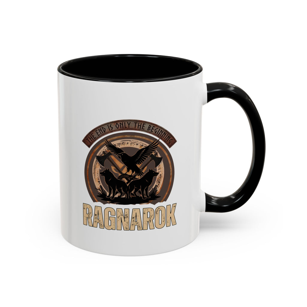 Ragnarök Mug — The End Is Only The Beginning Raven Wolf & Axes Accent Ceramic Mug 11oz | Heritage Clothing