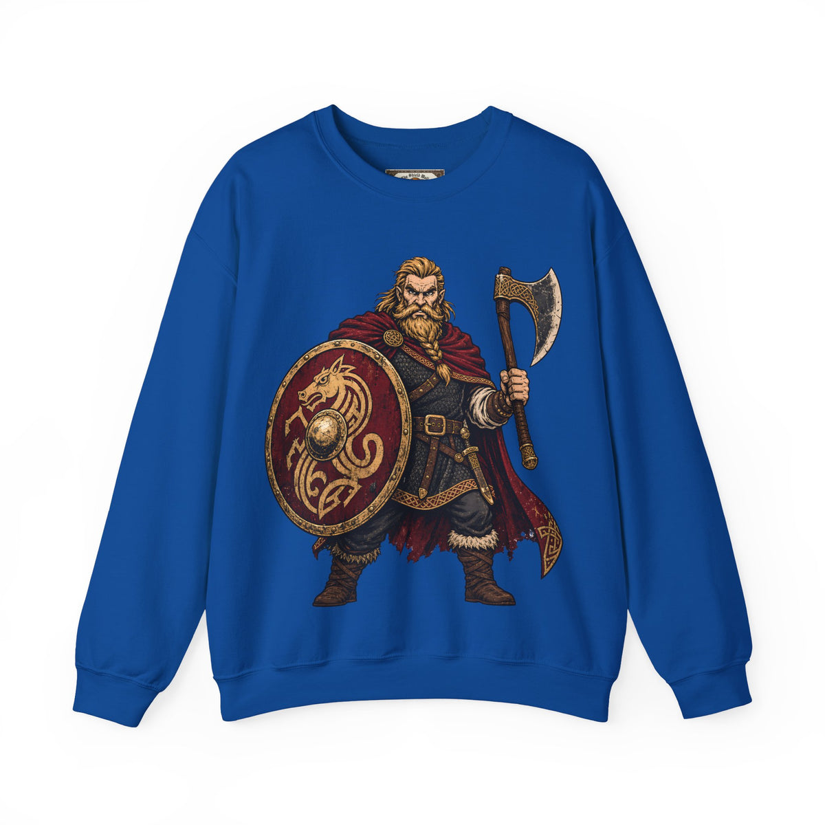 Anglo-Saxon Caricature Warrior — Axe & Shield Sweatshirt | Heritage Clothing
