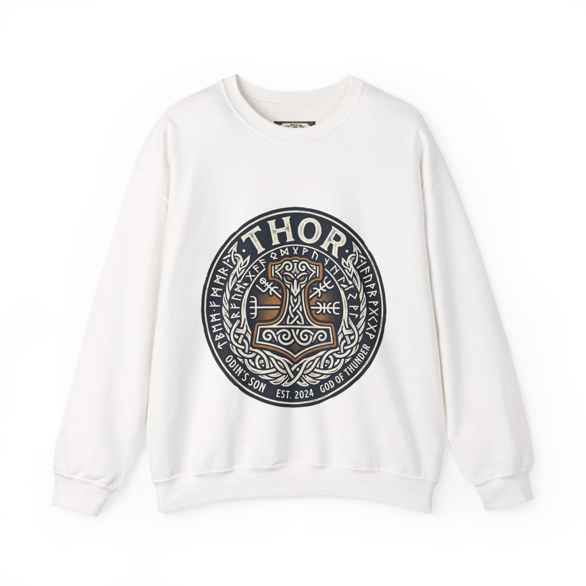 Thor's Hammer Mjollnir Crewneck Sweatshirt — Norse God of Thunder Design