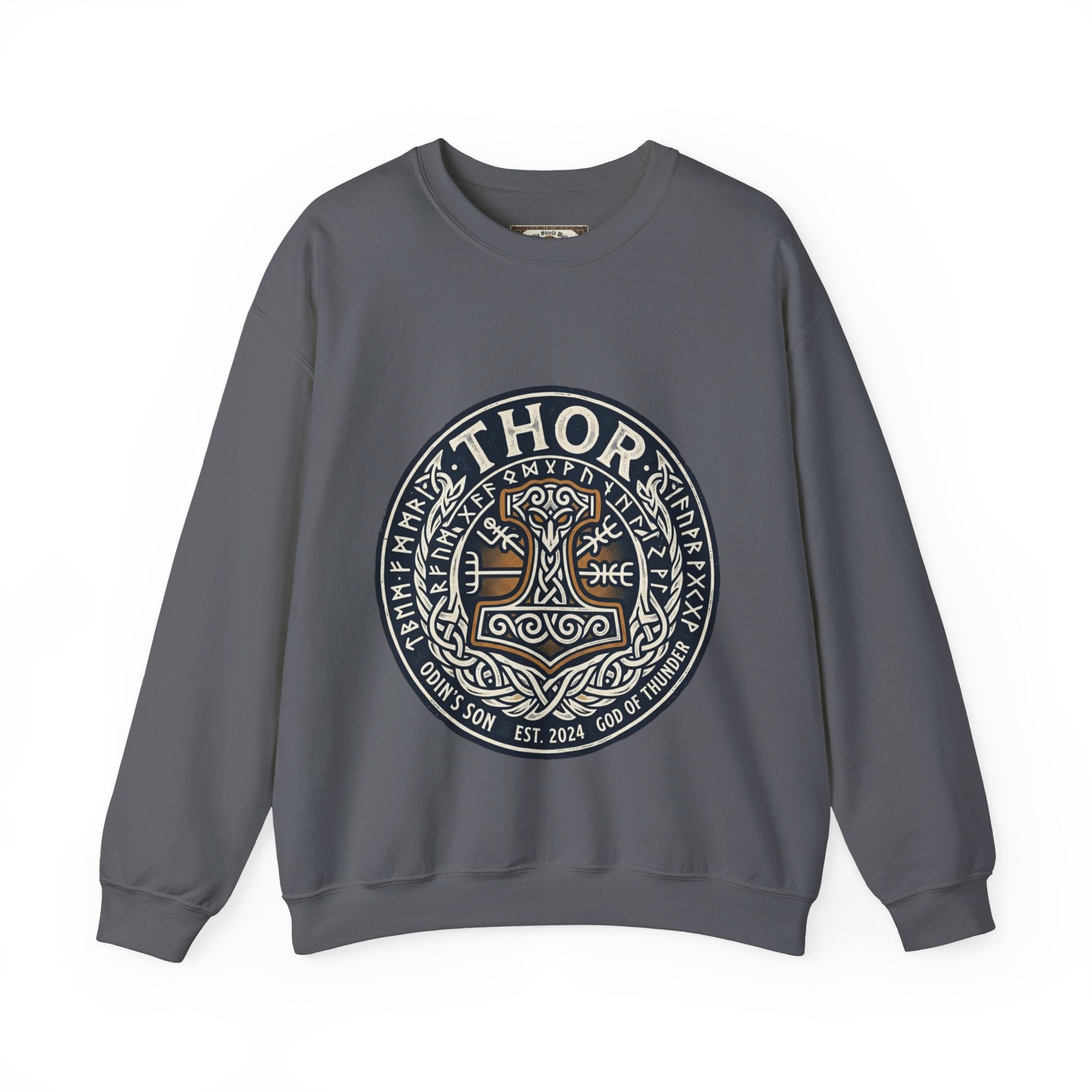 Thor's Hammer Mjollnir Crewneck Sweatshirt — Norse God of Thunder Design