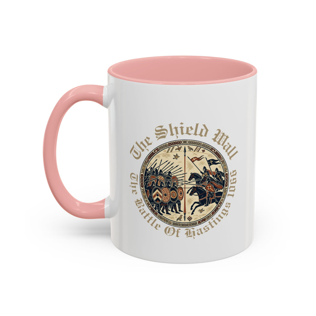 Shield Wall Accent Mug — The Battle of Hastings 1066 (Bayeux Tapestry Style)