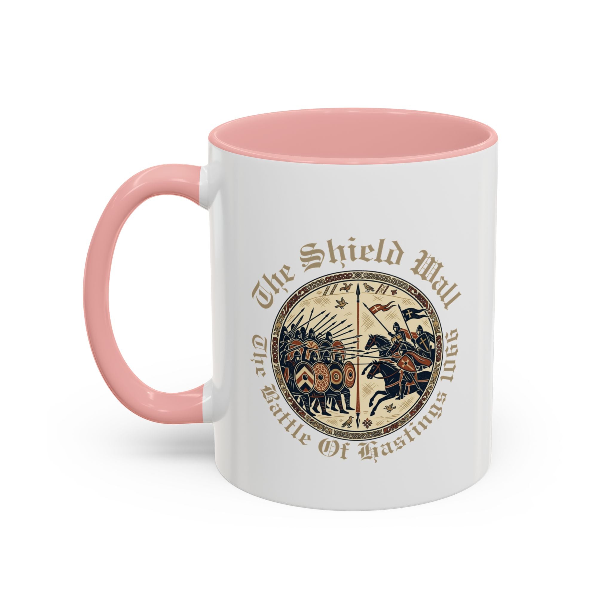Shield Wall Accent Mug — The Battle of Hastings 1066 (Bayeux Tapestry Style)