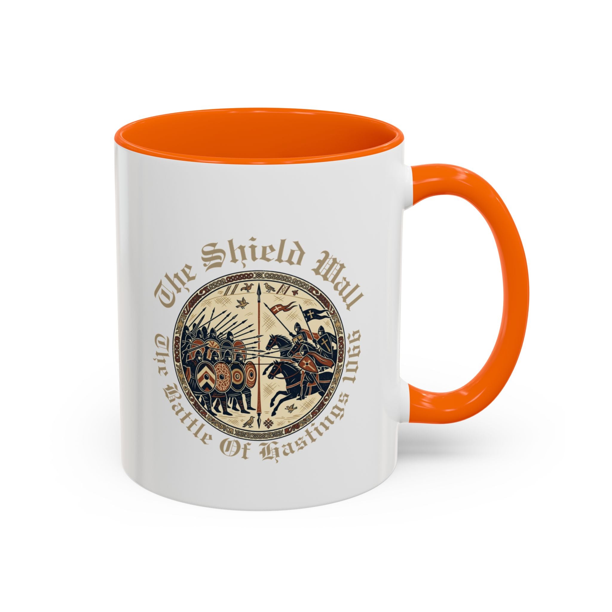Shield Wall Accent Mug — The Battle of Hastings 1066 (Bayeux Tapestry Style)