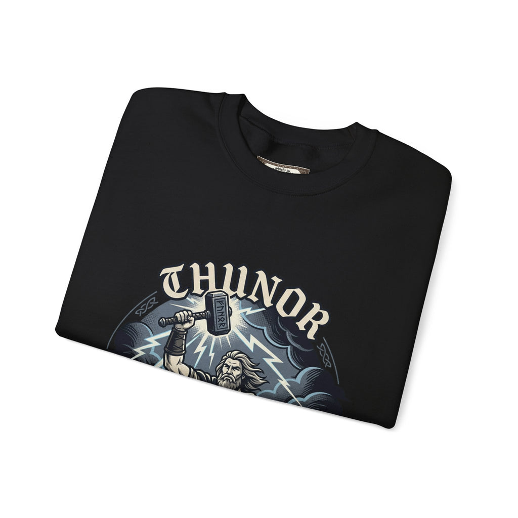 Thunor 'The Thunderer' Crewneck Sweatshirt — Anglo-Saxon God of Thunder Graphic