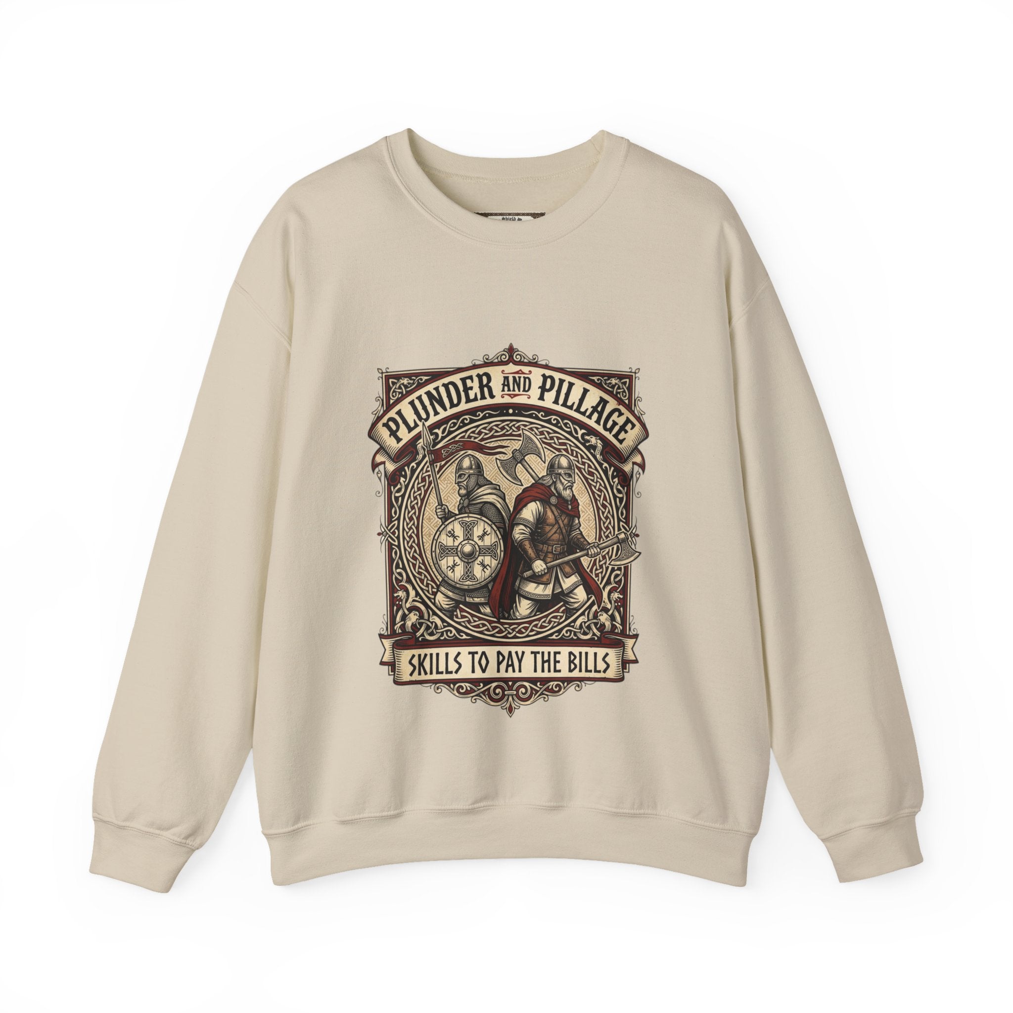 Viking Warrior Crewneck Sweatshirt | Norse Plunder & Pillage Design | Unisex Adult