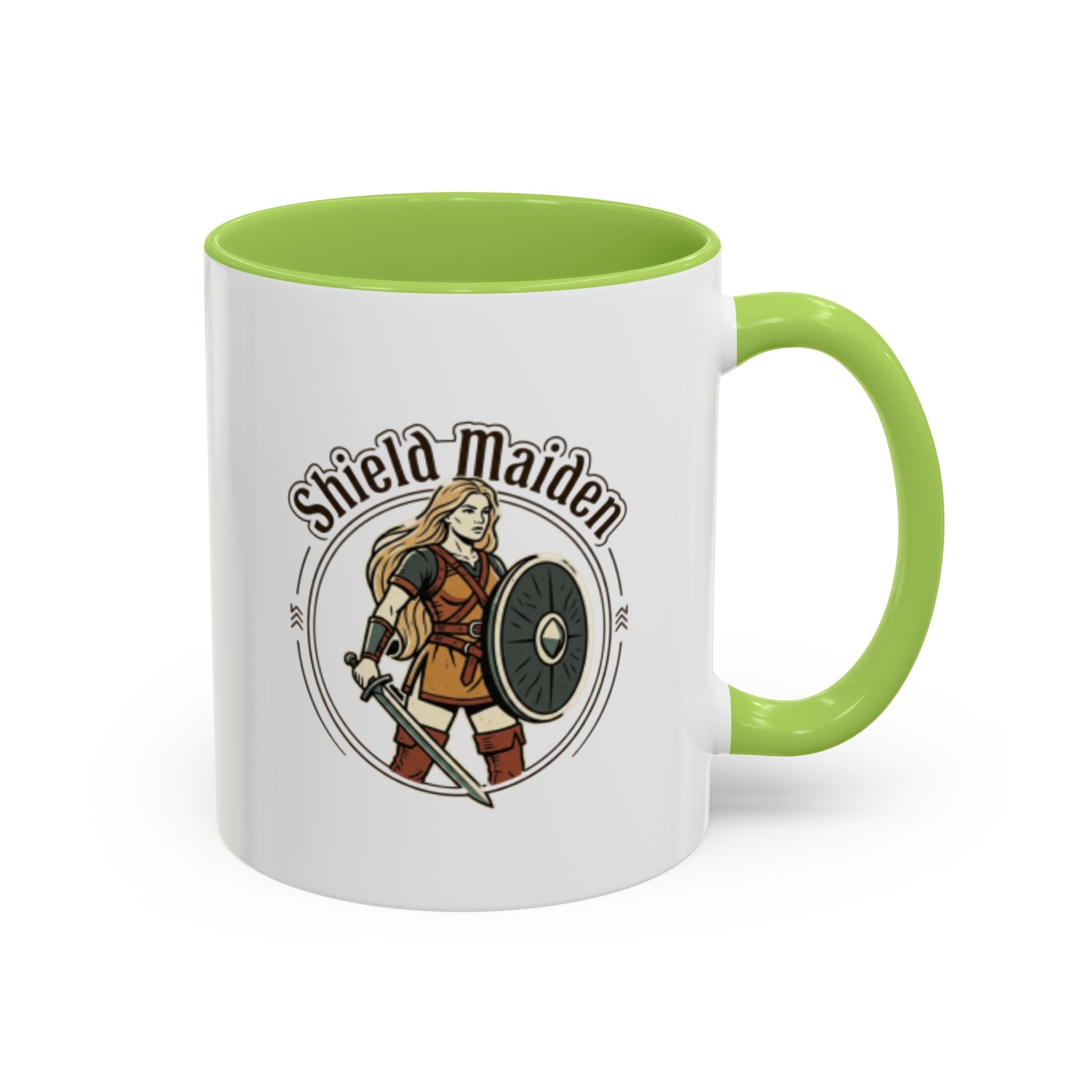 Shield Maiden Coffee Mug | Viking Warrior Woman Design | 11oz Ceramic Mug