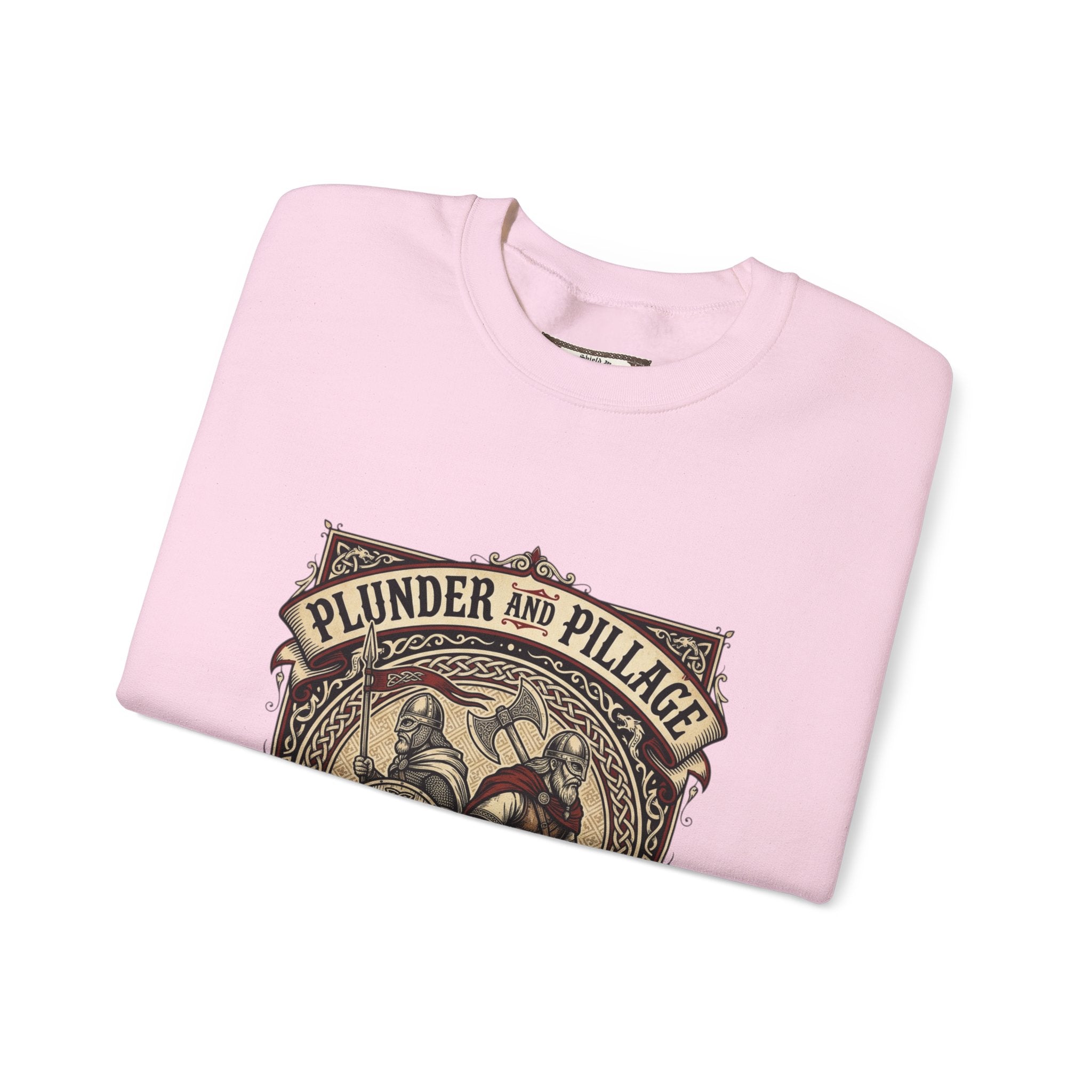 Viking Warrior Crewneck Sweatshirt | Norse Plunder & Pillage Design | Unisex Adult