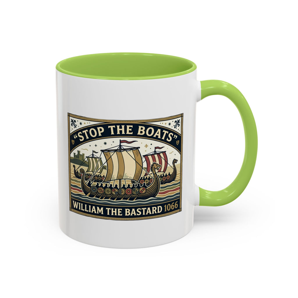 "Stop the Boats" Norman Protest Accent Coffee Mug — William the Bastard 1066 — 11oz