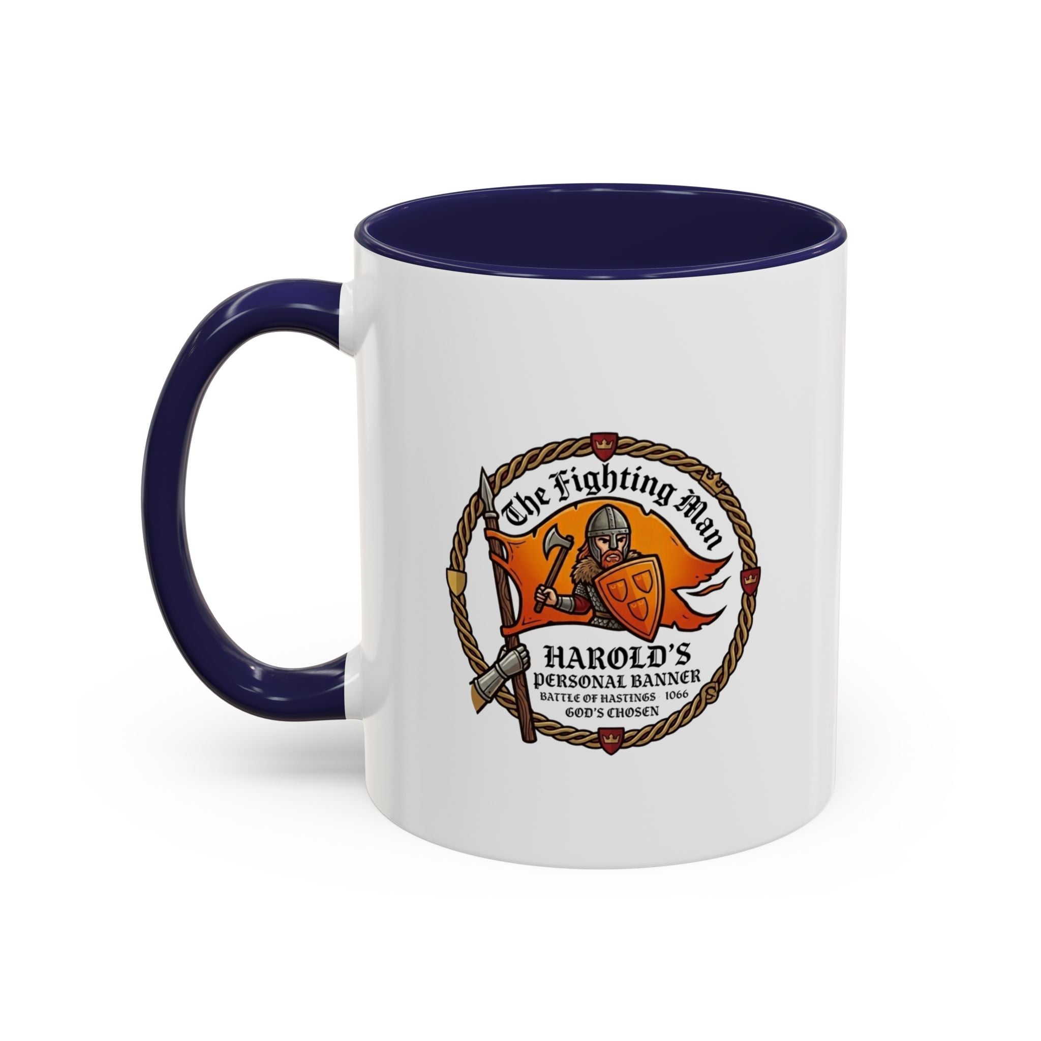 King Harold The Fighting Man Axe Banner Accent Coffee Mug — 11/15oz Last Anglo Saxon King