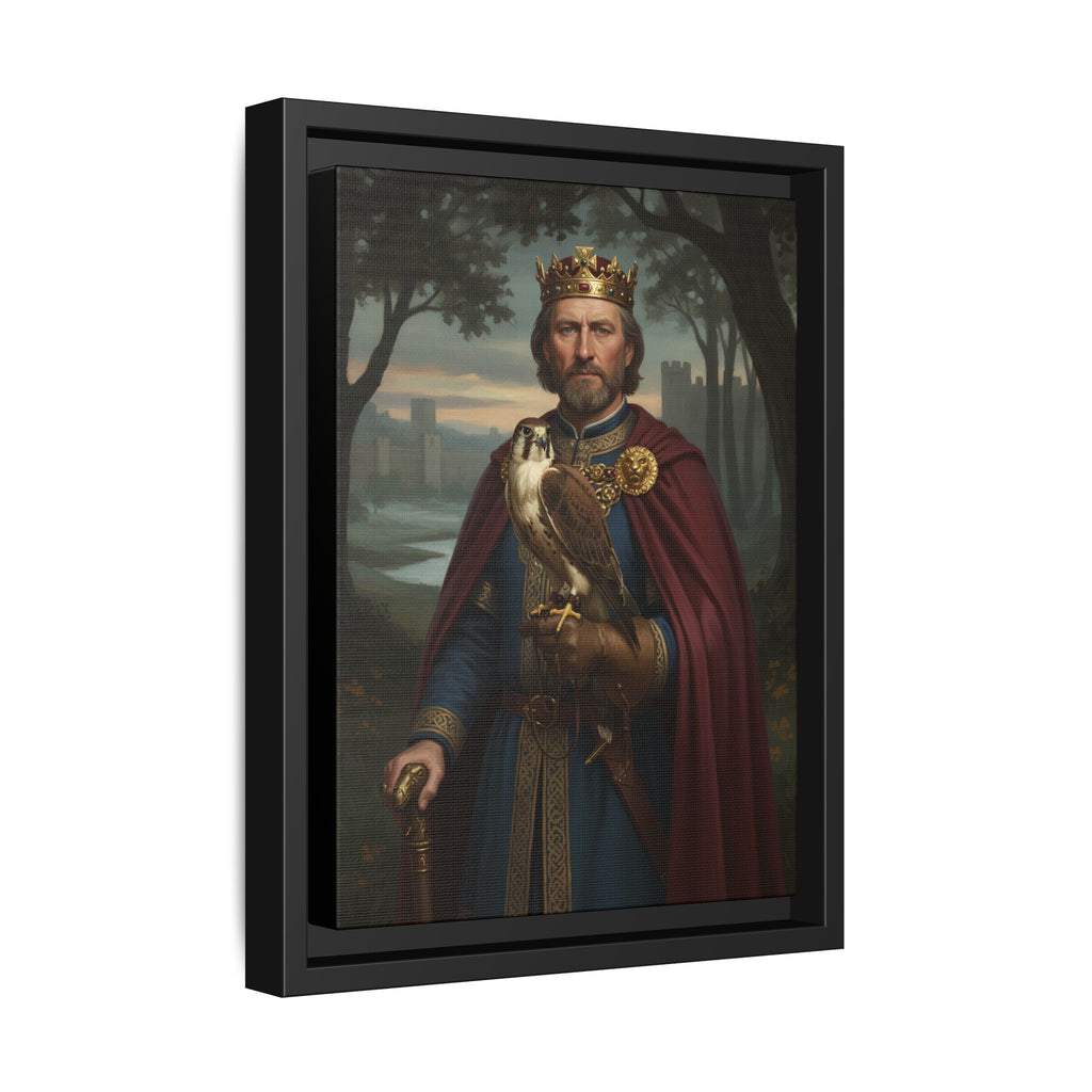 King Harold II Portrait Canvas Print — With Falcon Framed Matte Wall Art | Heritage Clothing