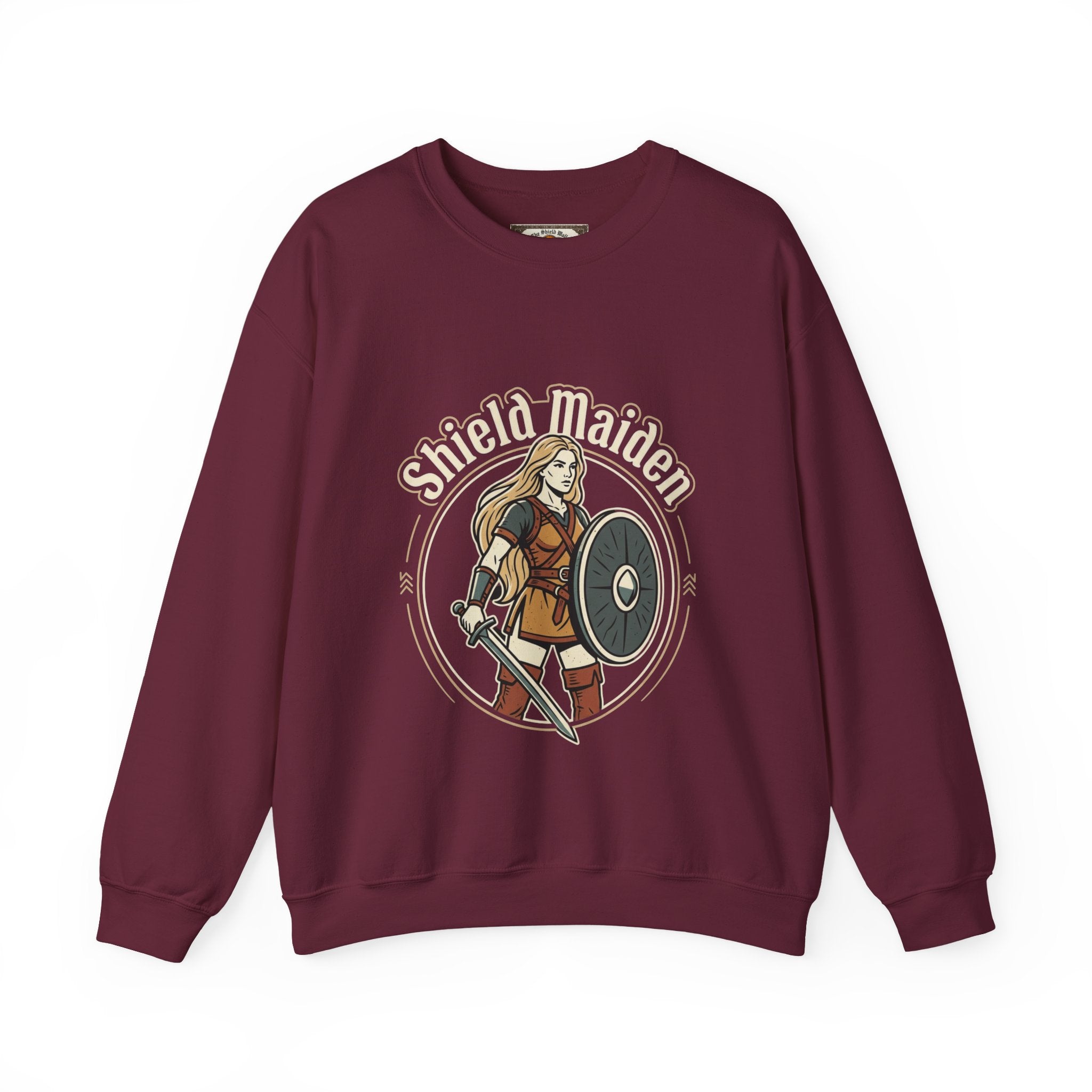 Shield Maiden Crewneck Sweatshirt — Legendary Female Warrior Design