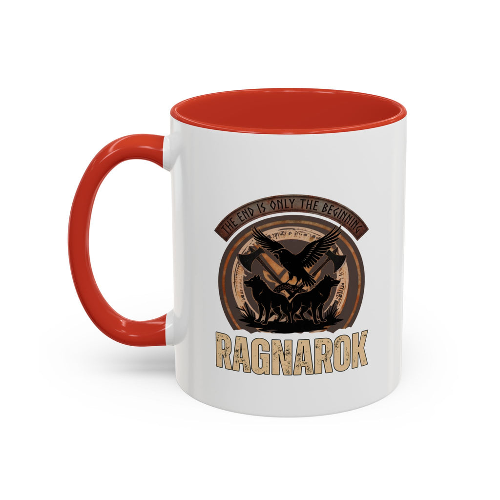 Ragnarök Mug — The End Is Only The Beginning Raven Wolf & Axes Accent Ceramic Mug 11oz | Heritage Clothing