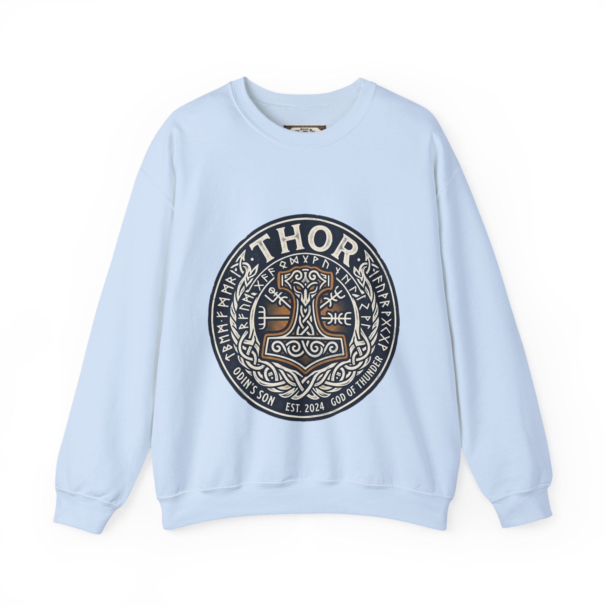 Thor's Hammer Mjollnir Crewneck Sweatshirt — Norse God of Thunder Design
