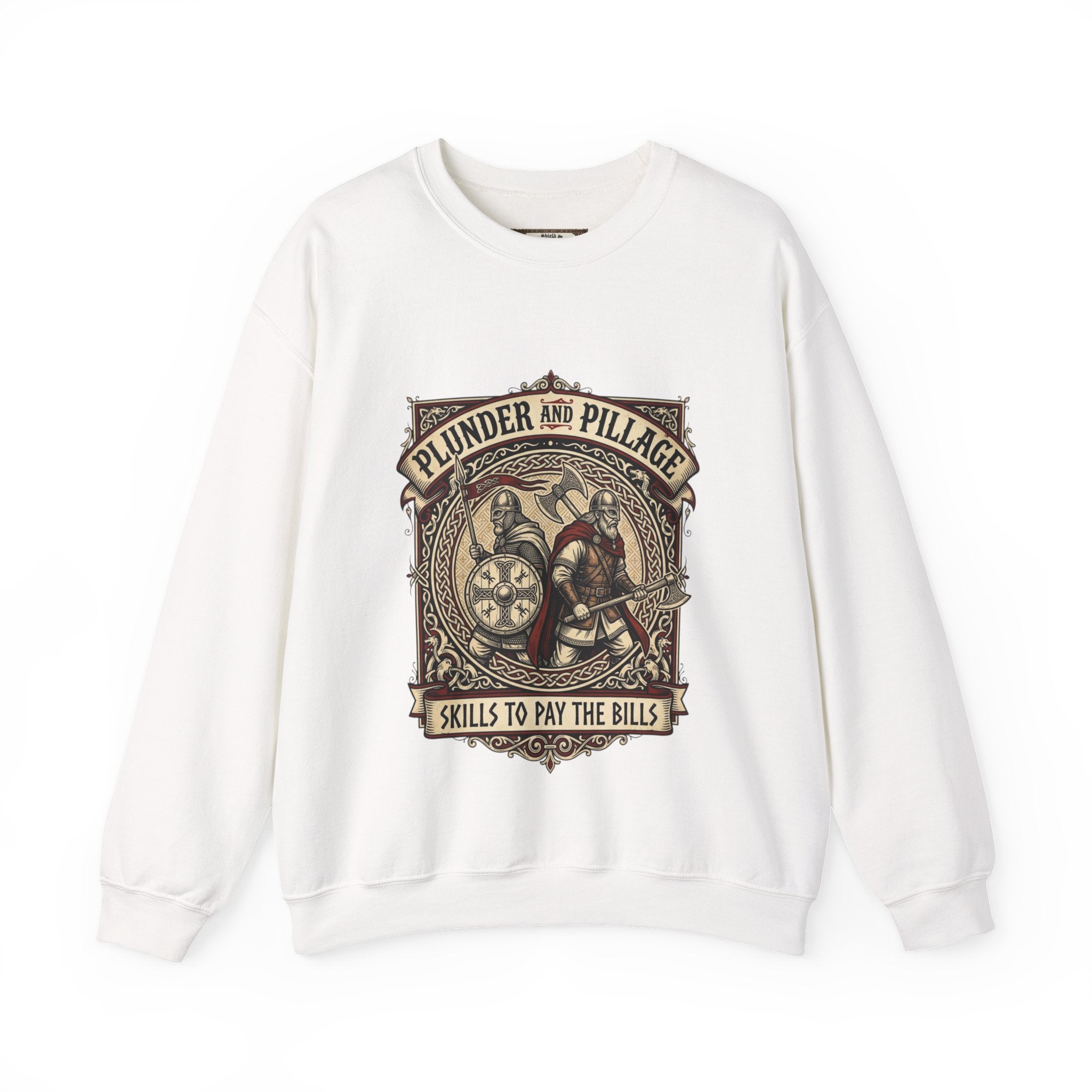 Viking Warrior Crewneck Sweatshirt | Norse Plunder & Pillage Design | Unisex Adult