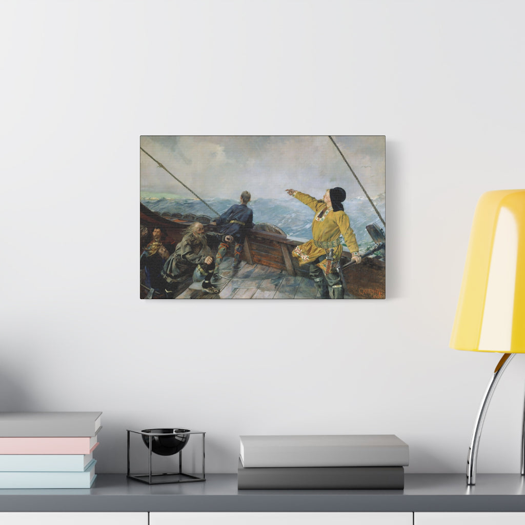 Leif Erikson Discovering America — Stretched Matte Canvas Print (1893)