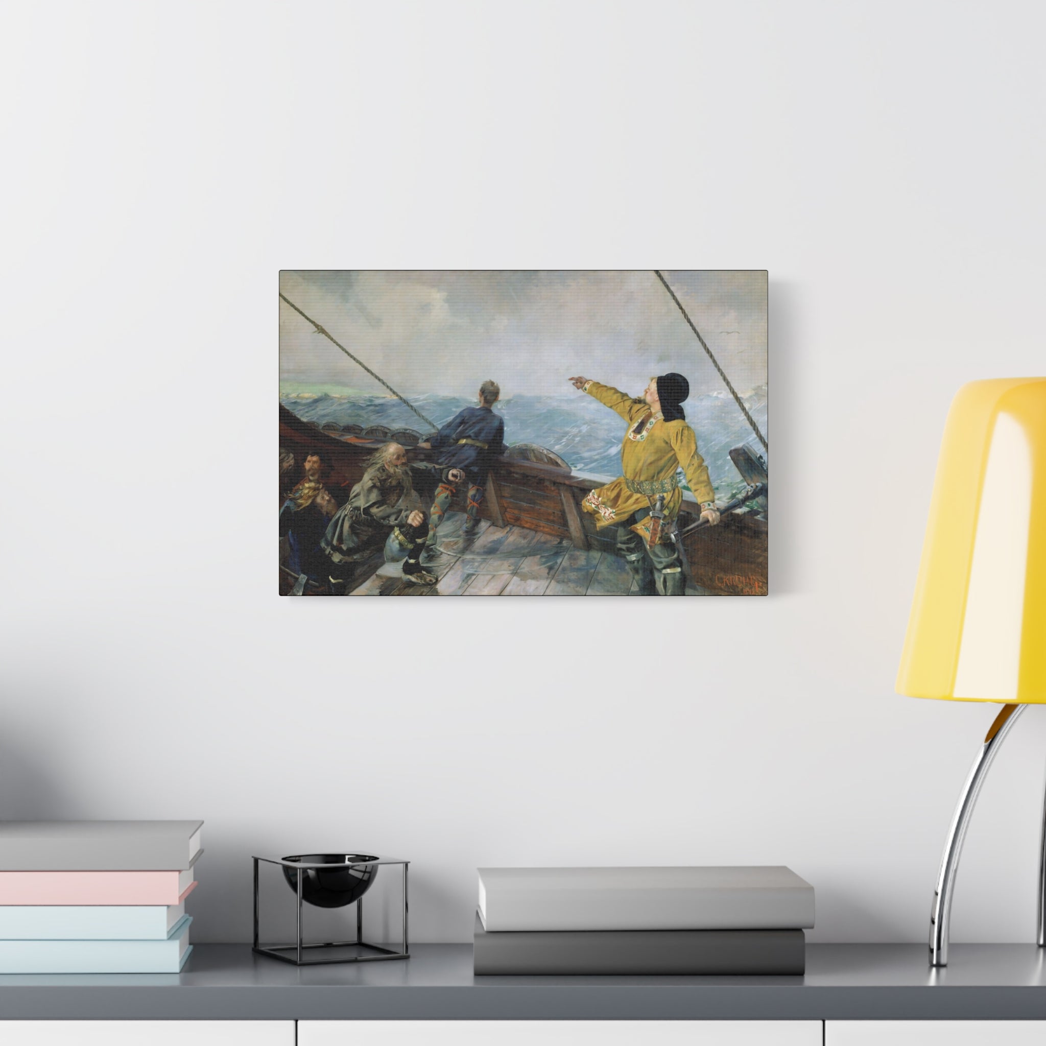 Leif Erikson Discovering America — Stretched Matte Canvas Print (1893)