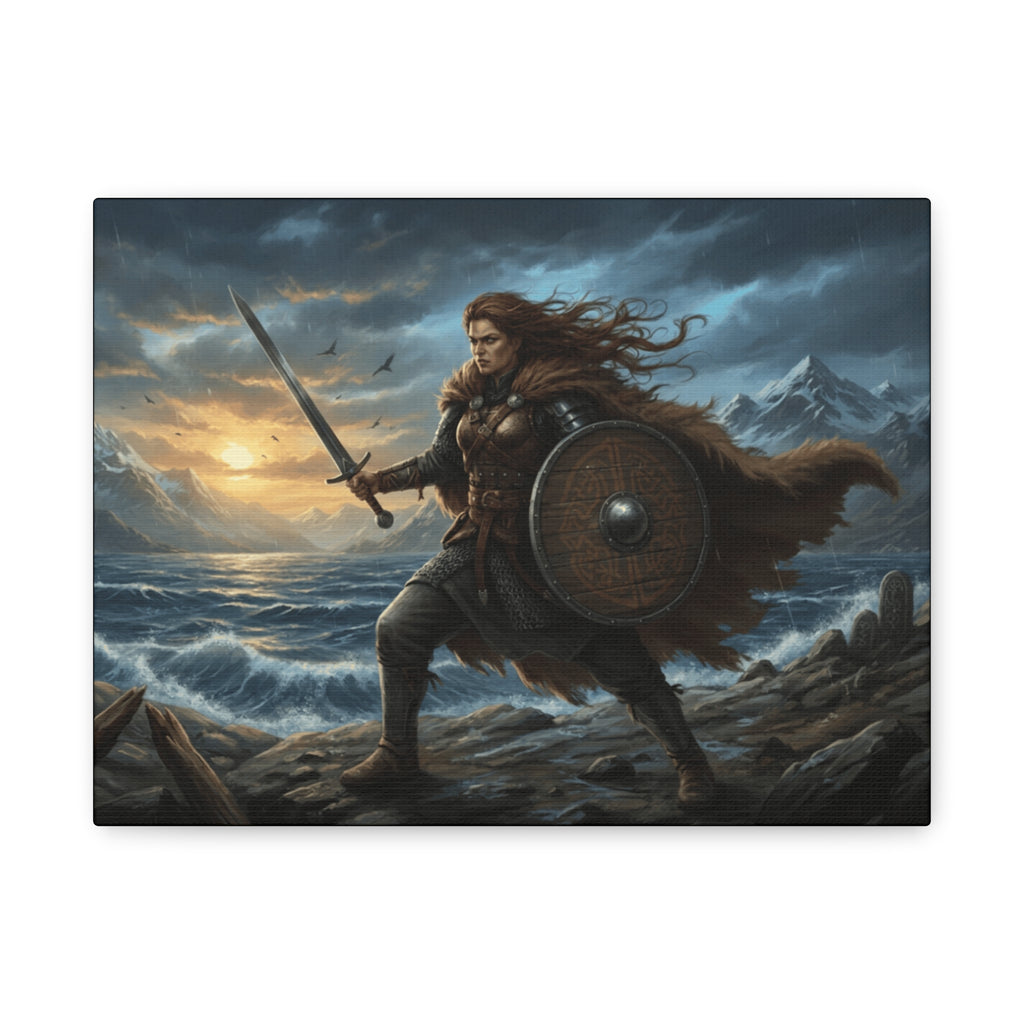 Viking Shield-Maiden Matte Canvas Wall Art — Shield Maiden of the Sagas Stretched Print
