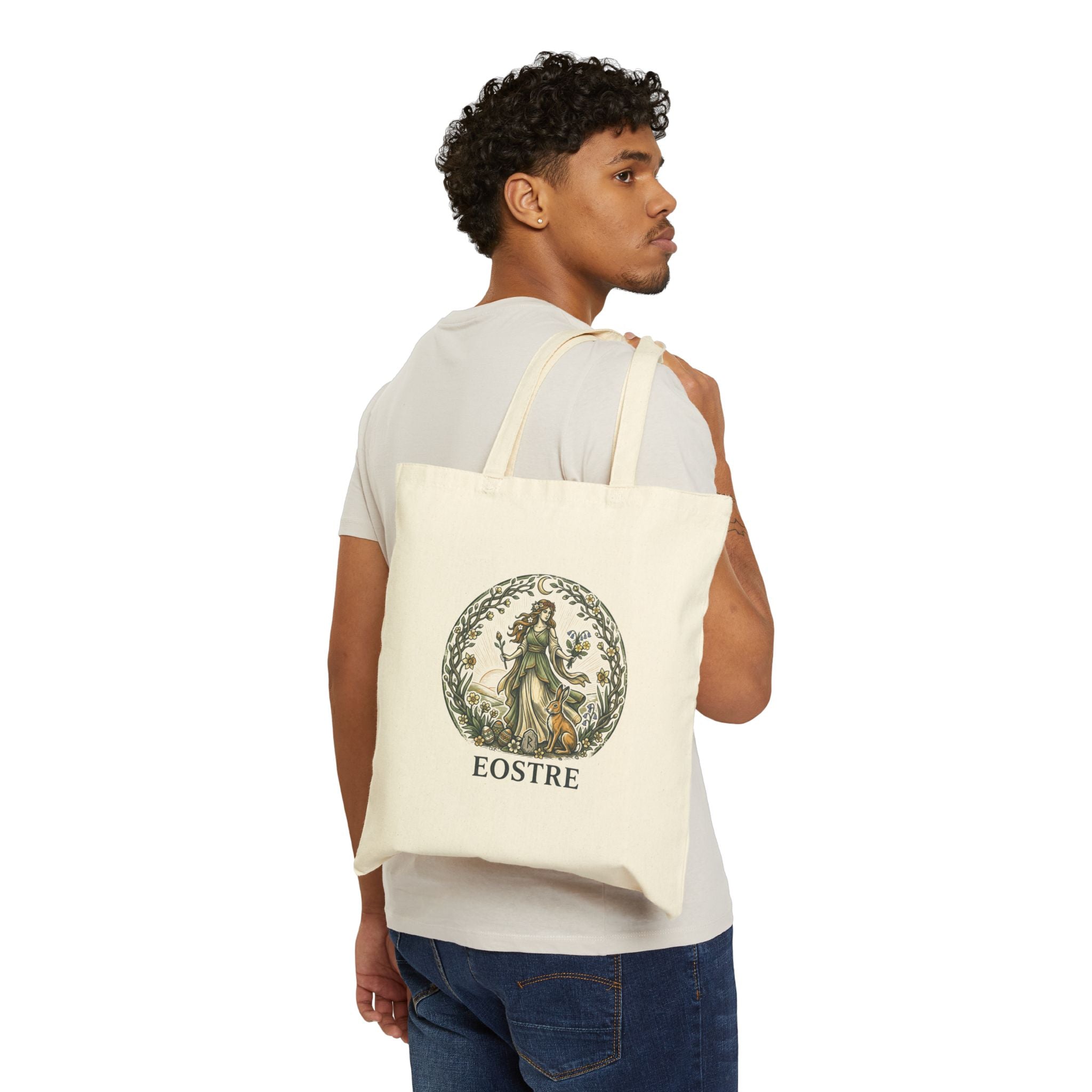 Eostre Goddess of Spring Cotton Canvas Tote Bag — Anglo-Saxon Easter Tribute
