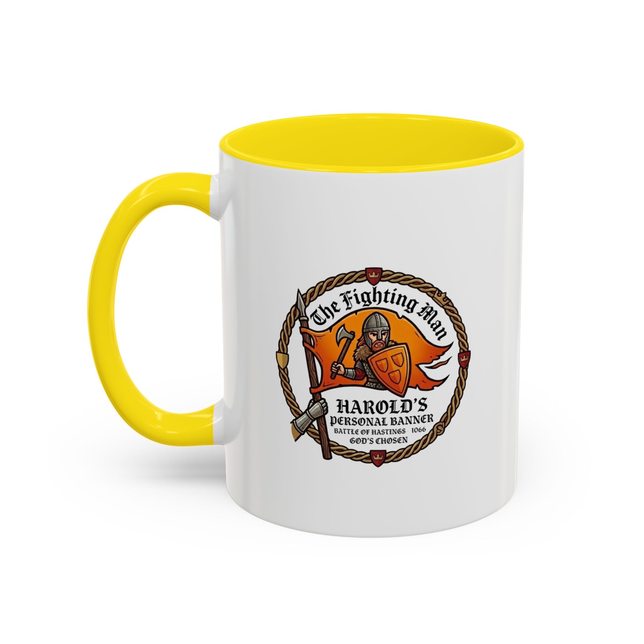 King Harold The Fighting Man Axe Banner Accent Coffee Mug — 11/15oz Last Anglo Saxon King
