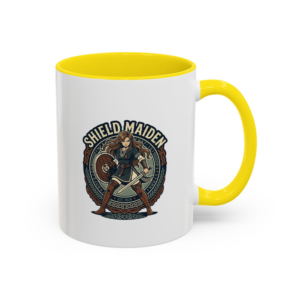 Shield Maiden Coffee Mug | Anglo-Saxon Warrior Woman | 11oz Accent Mug