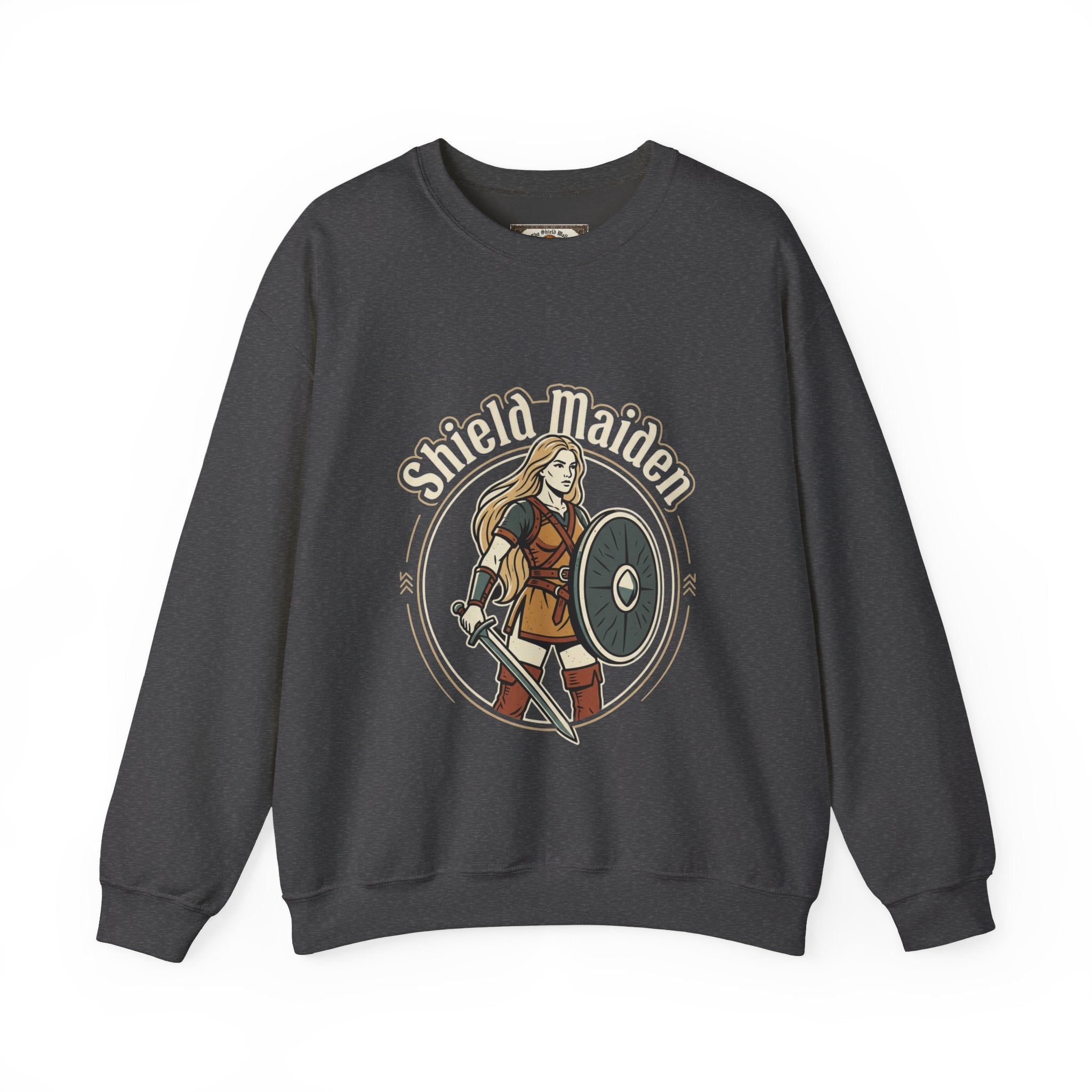 Shield Maiden Crewneck Sweatshirt — Legendary Female Warrior Design