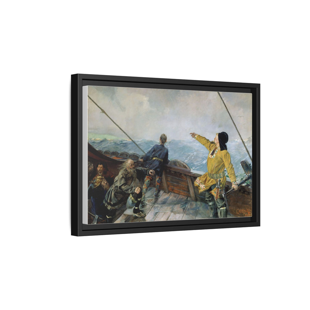 Leif Erikson Discovering America — Framed Matte Canvas Print (1893)