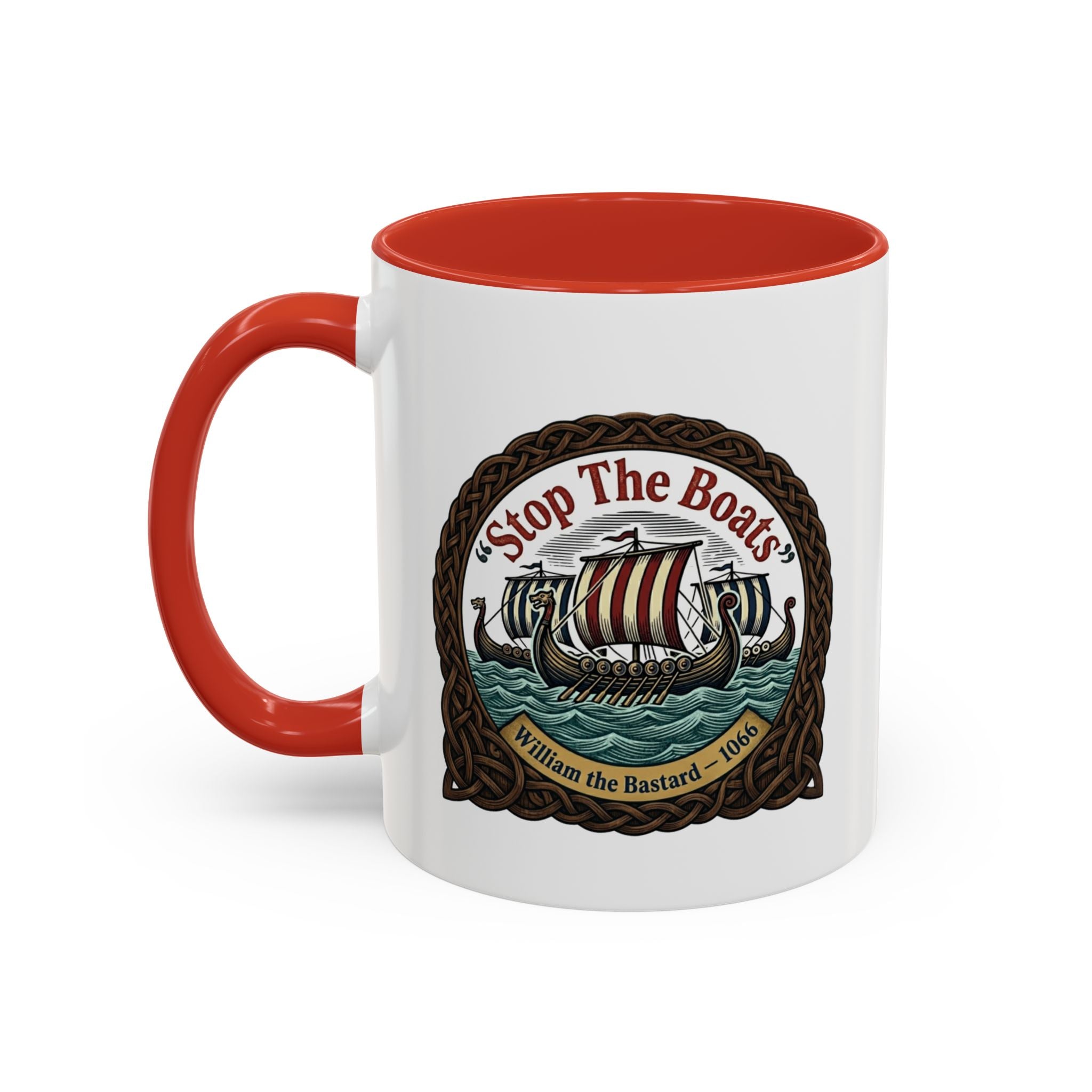 "Stop the Boats" Norman Protest Accent Coffee Mug — William the Bastard 1066 — 11oz