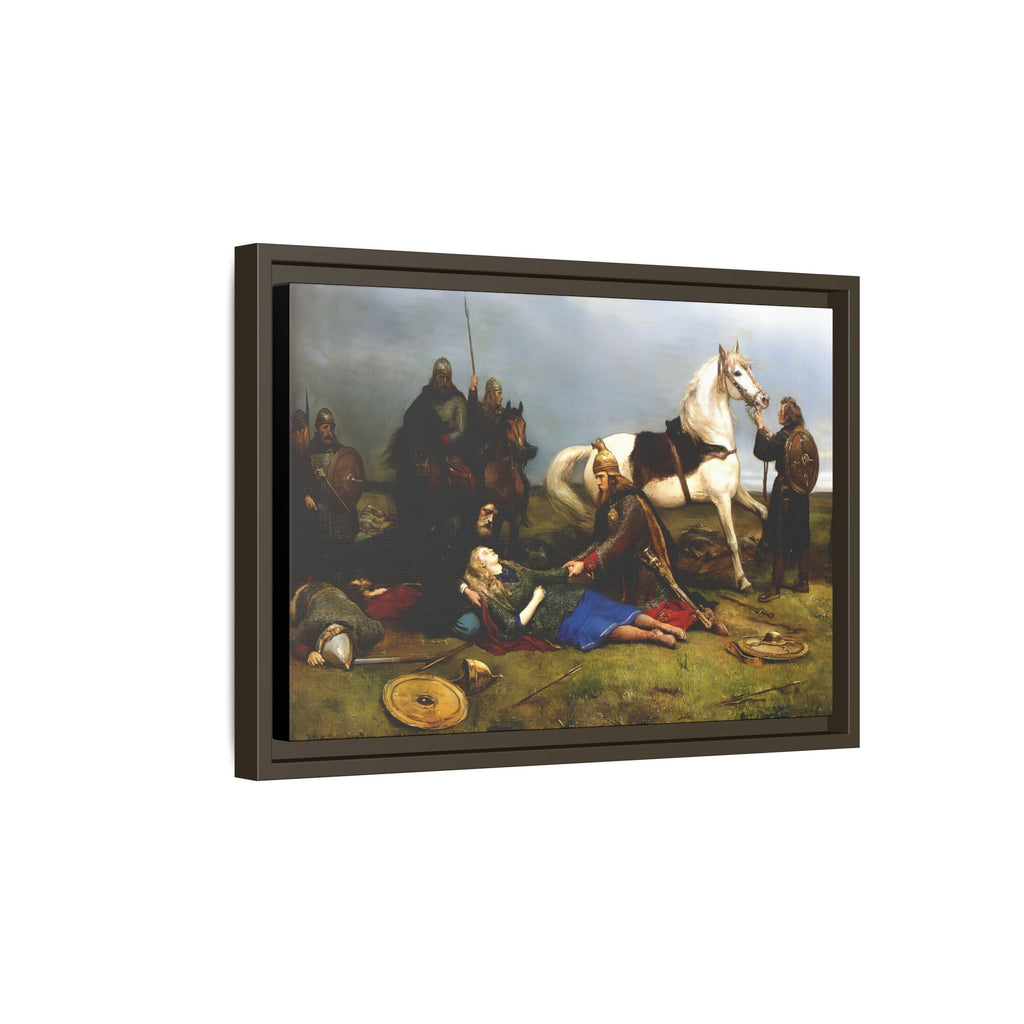 Hervor's Death — Viking Shield Maiden Framed Canvas Print | Peter Nicolai Arbo